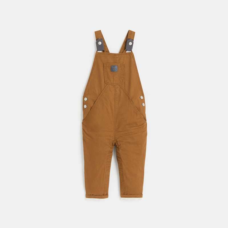 Salopette longue en toile marron bébé garçon