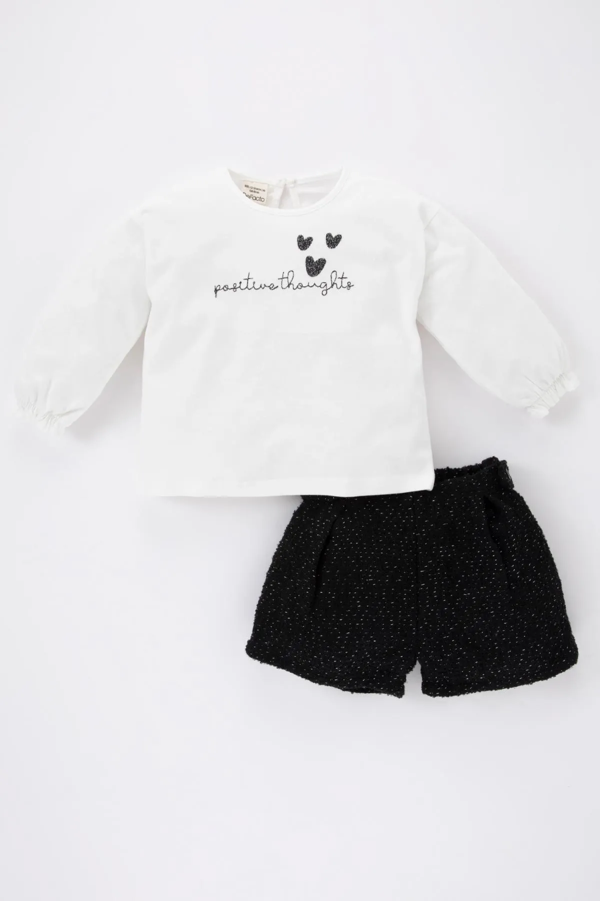 DeFacto  Langärmliges T-Shirt mit Tweed-Shorts für Babys mit Weihnachtsmotiv, 2er-Set