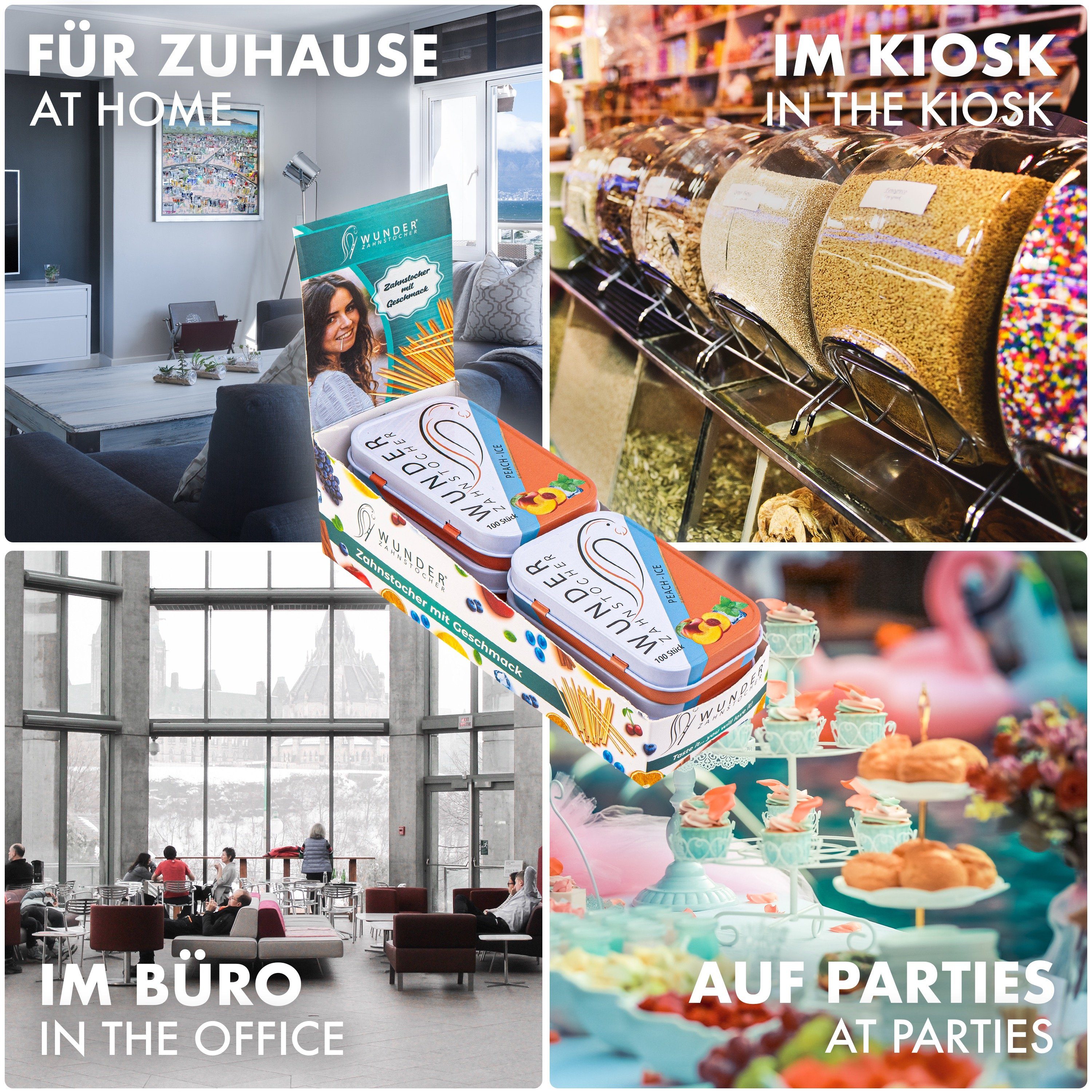 Wunder Zahnstocher Mundpflegecenter Wunder Zahnstocher Display 6er Pack Pfirsich/Ice