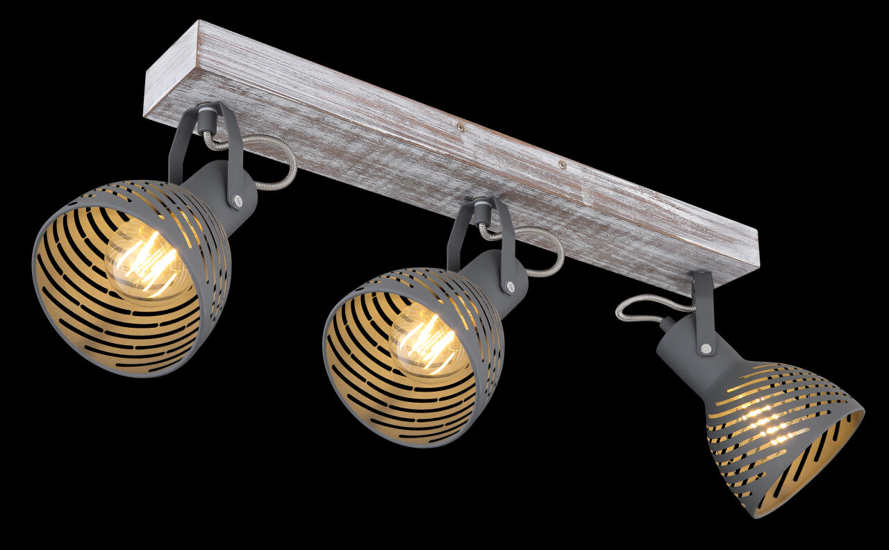 Globo Lighting - MORI - Strahler Holz antik weiß getüncht, 3x E27