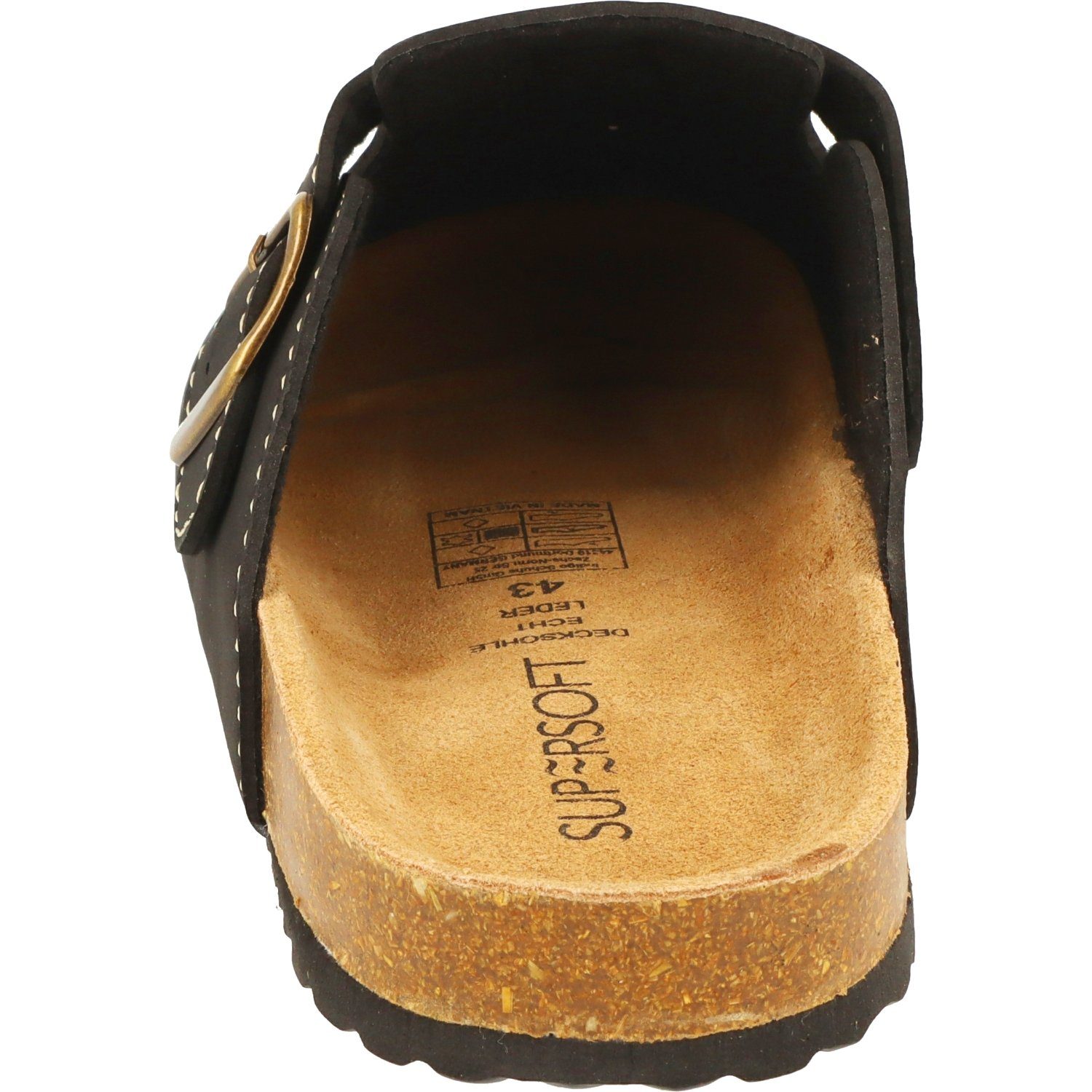 SUPERSOFT Herren 176-002 Komfort Pantolette Pantoffeln Hausschuh Lederfußbett, Gepolstert