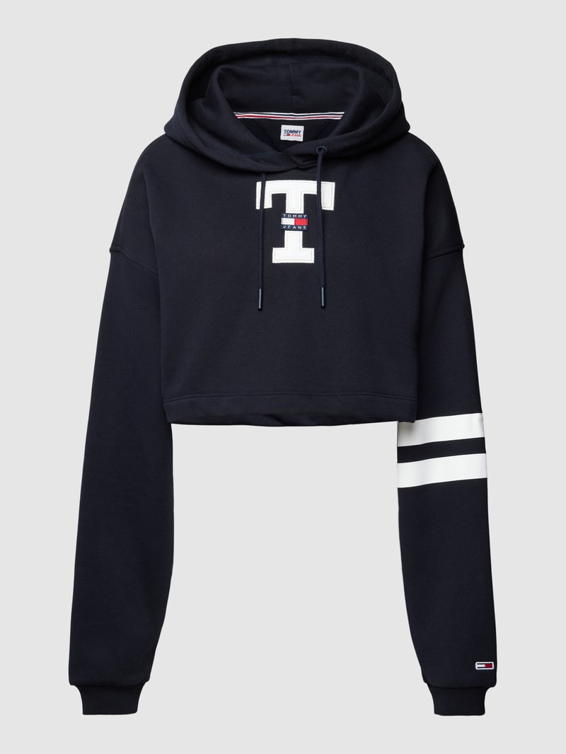 Cropped Hoodie mit Logo-Badge Modell 'LETTERMAN FLAG' in blau