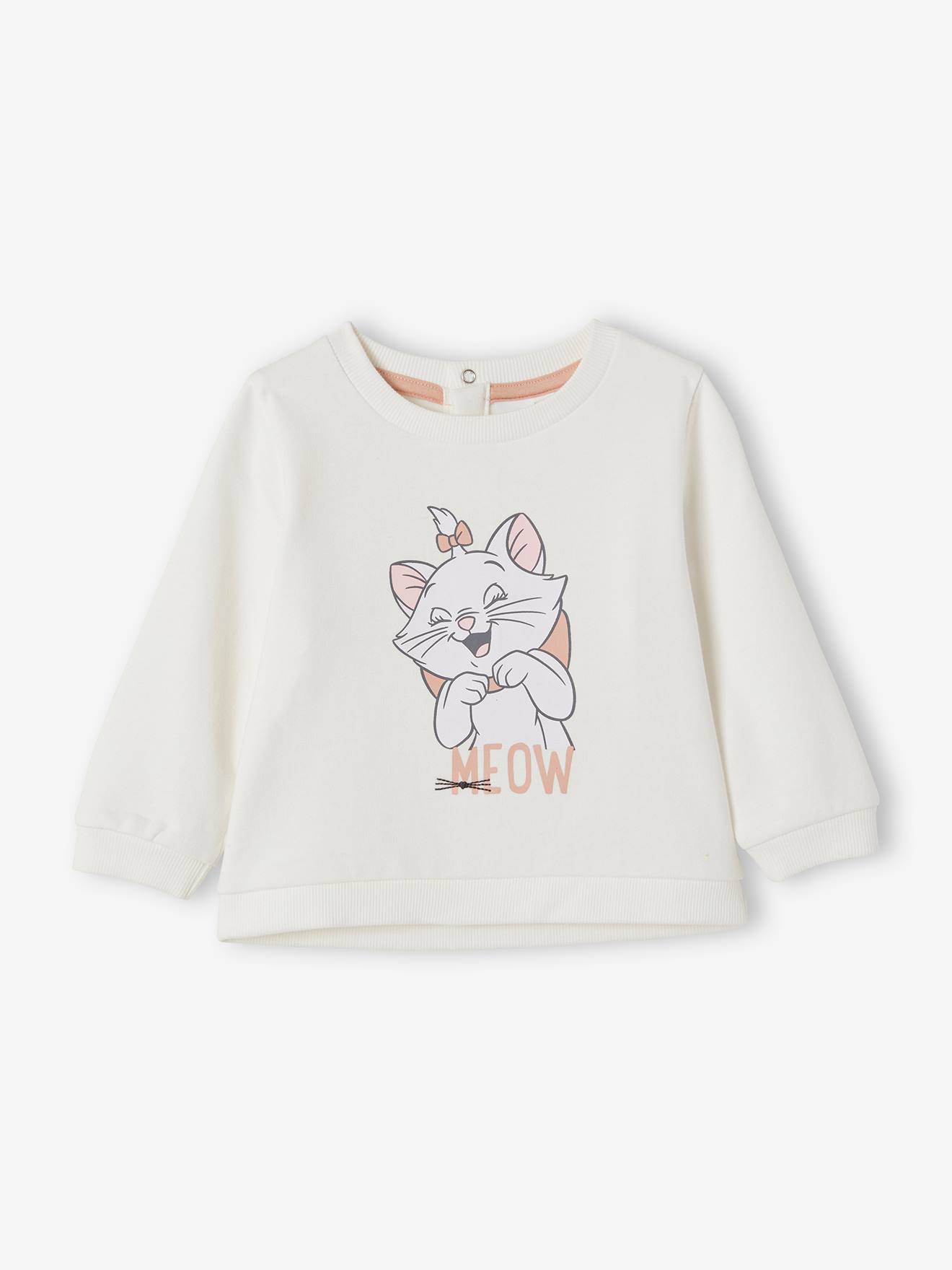 Sweat bébé fille DS® Marie les Aristochats beige clair uni avec decor