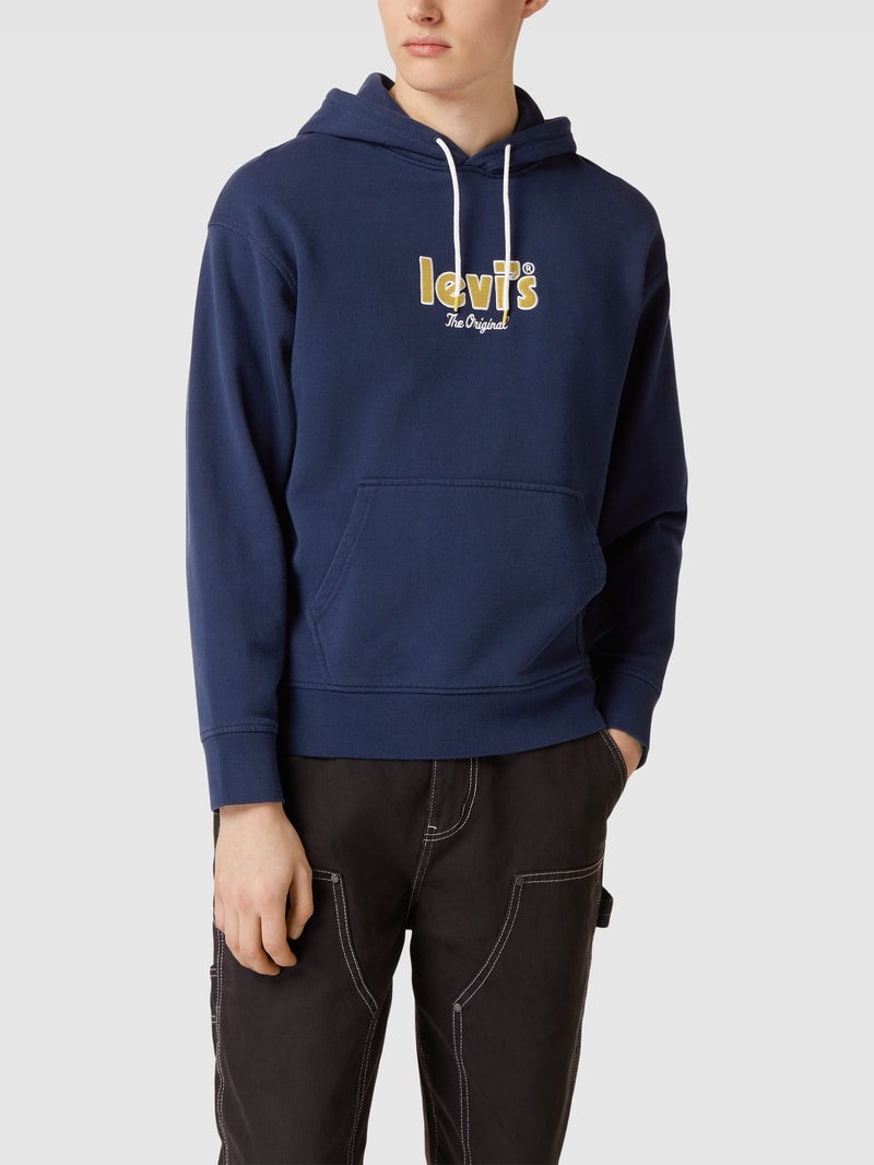 Relaxed Fit Hoodie mit Label-Patch in dunkelblau