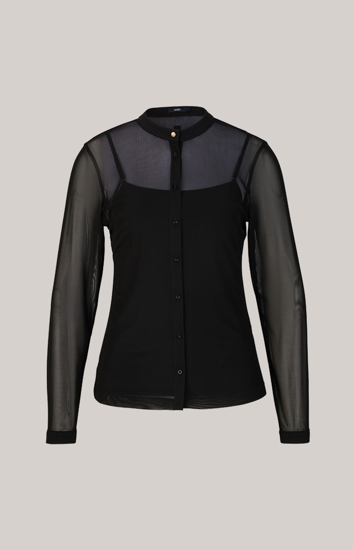 Mesh-Bluse in Schwarz