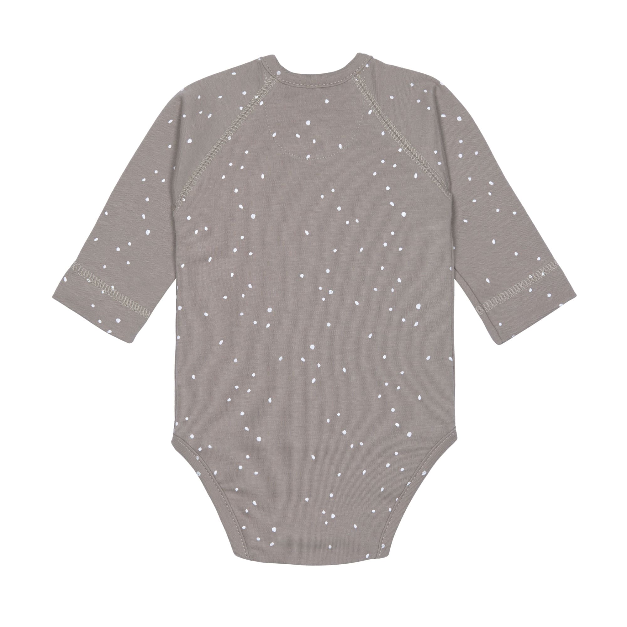 Baby Wickelbody langarm - Bio Baumwolle, Punkte, Taupe