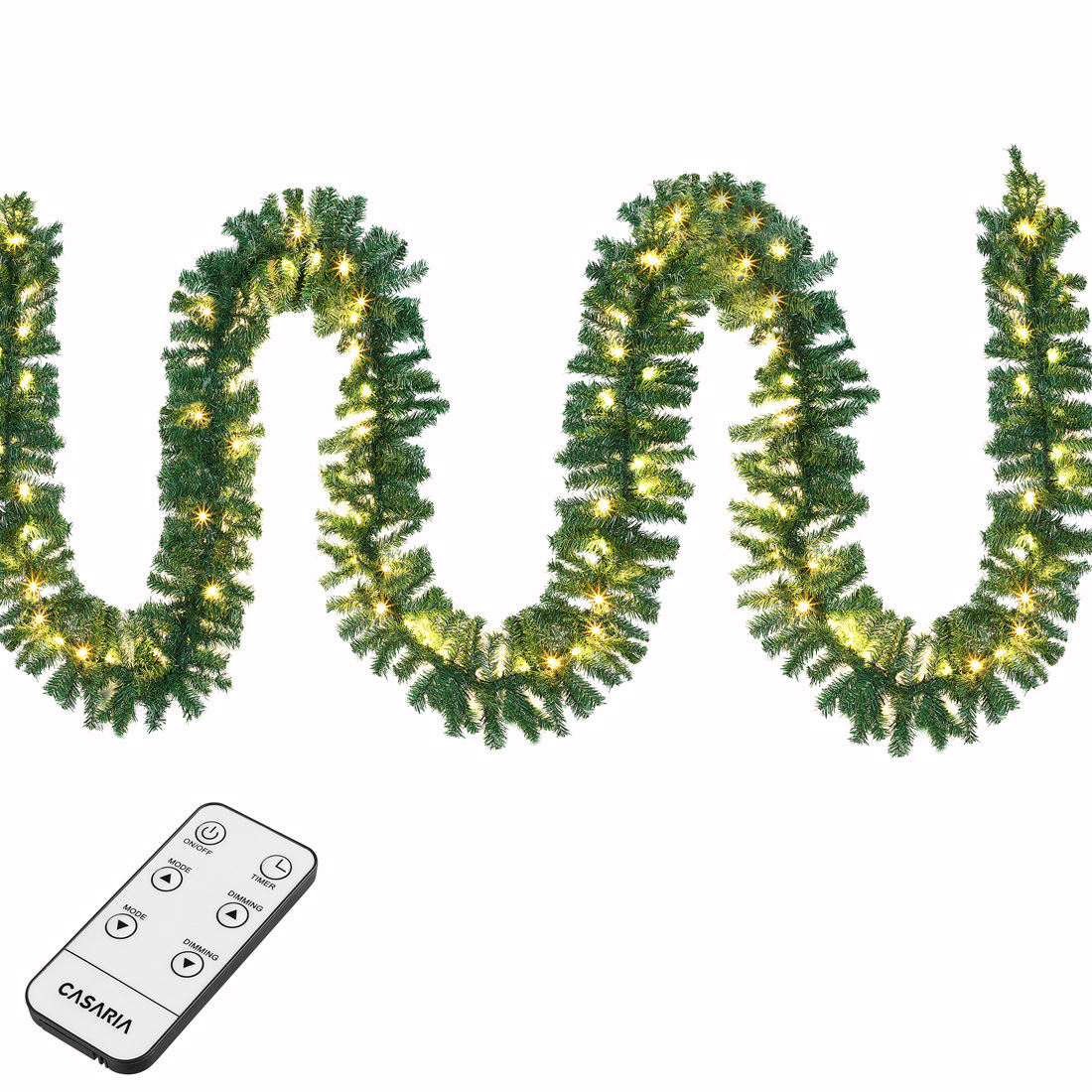 Casaria Weihnachtsgirlande inkl Beleuchtung   Fernbedienung 5m grün