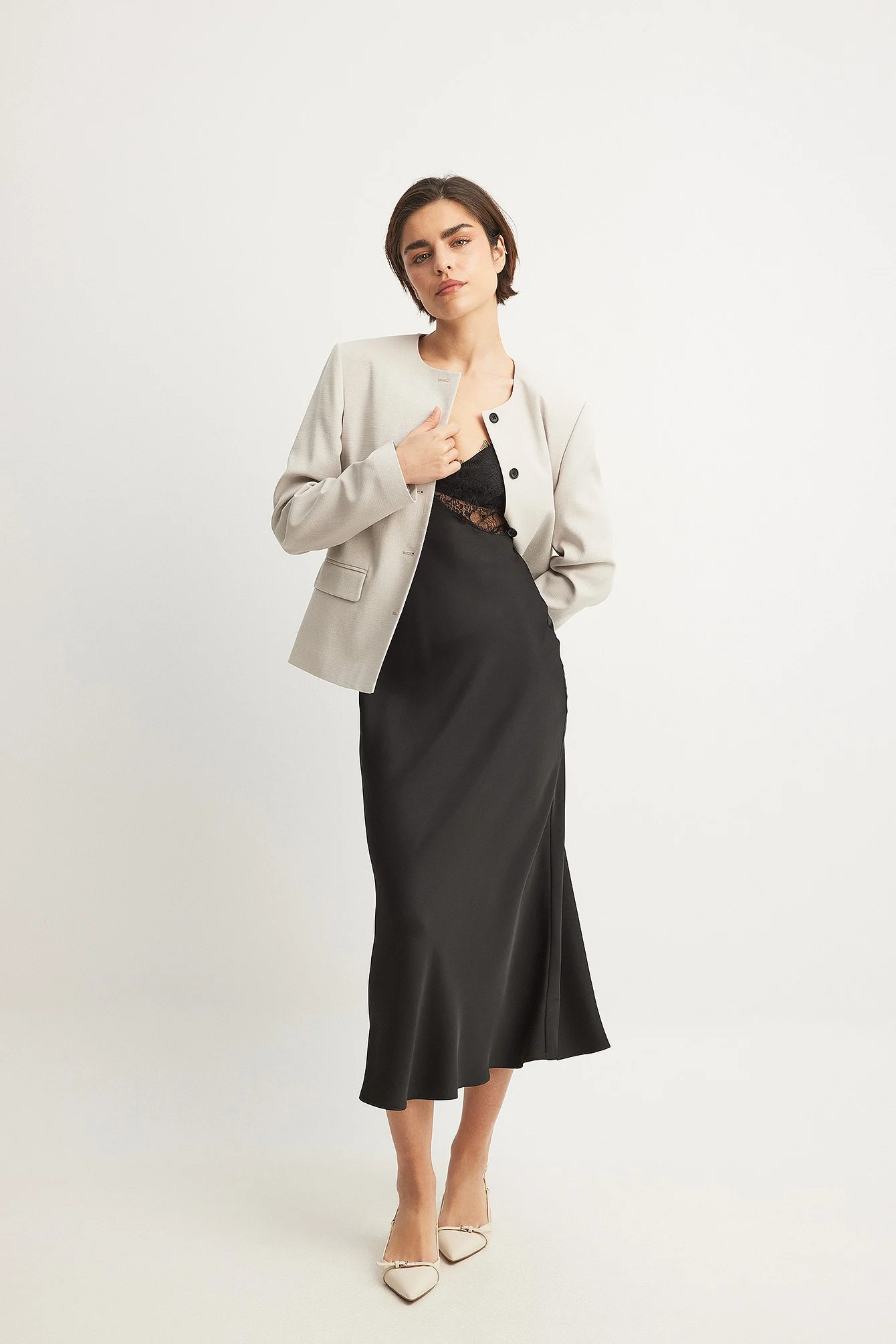 Oversize-Blazer mit Rundhalsausschnitt