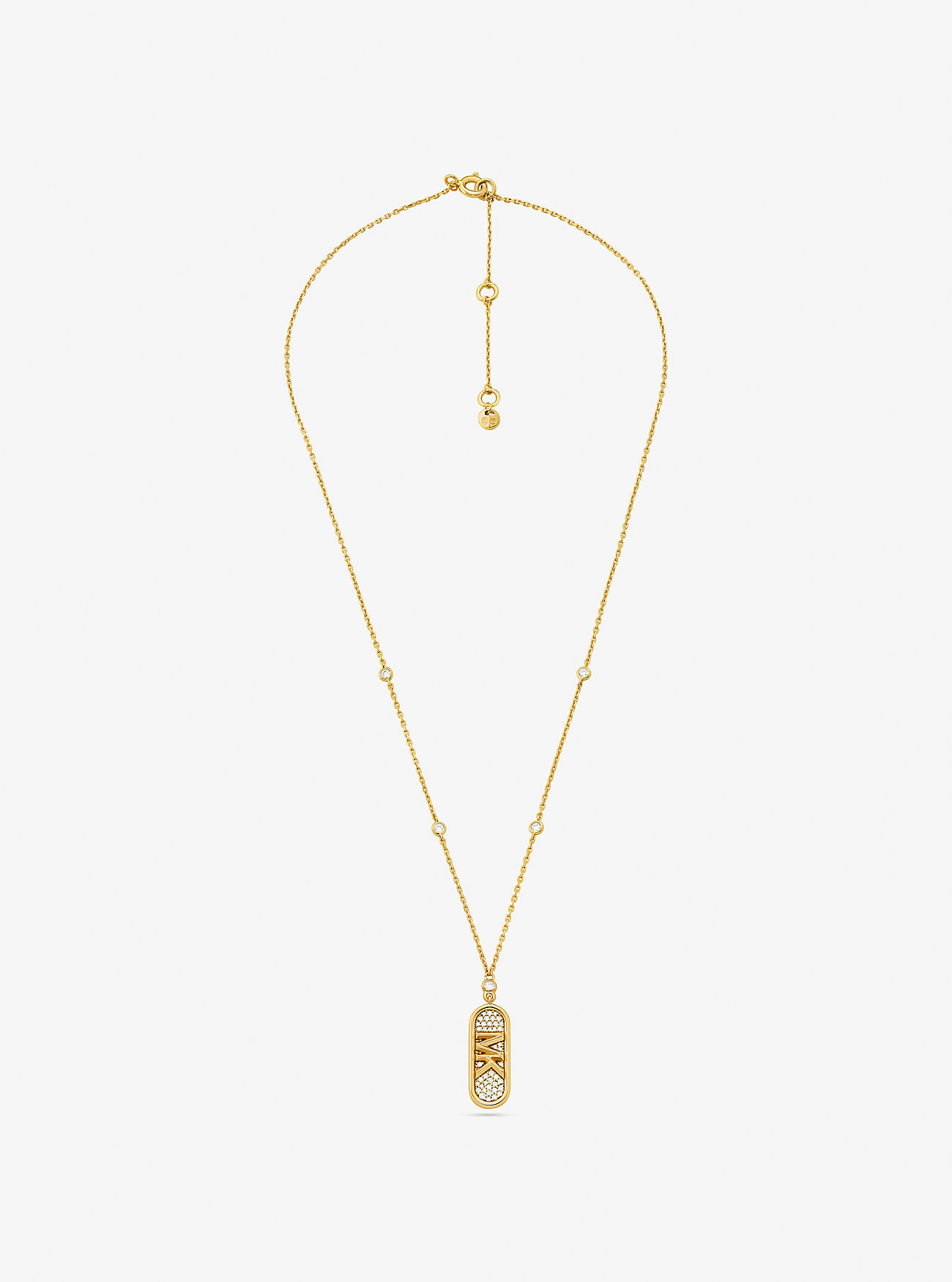 Pavé Precious Metal-Plated and Sterling Silver Empire Logo Necklace - GOLD