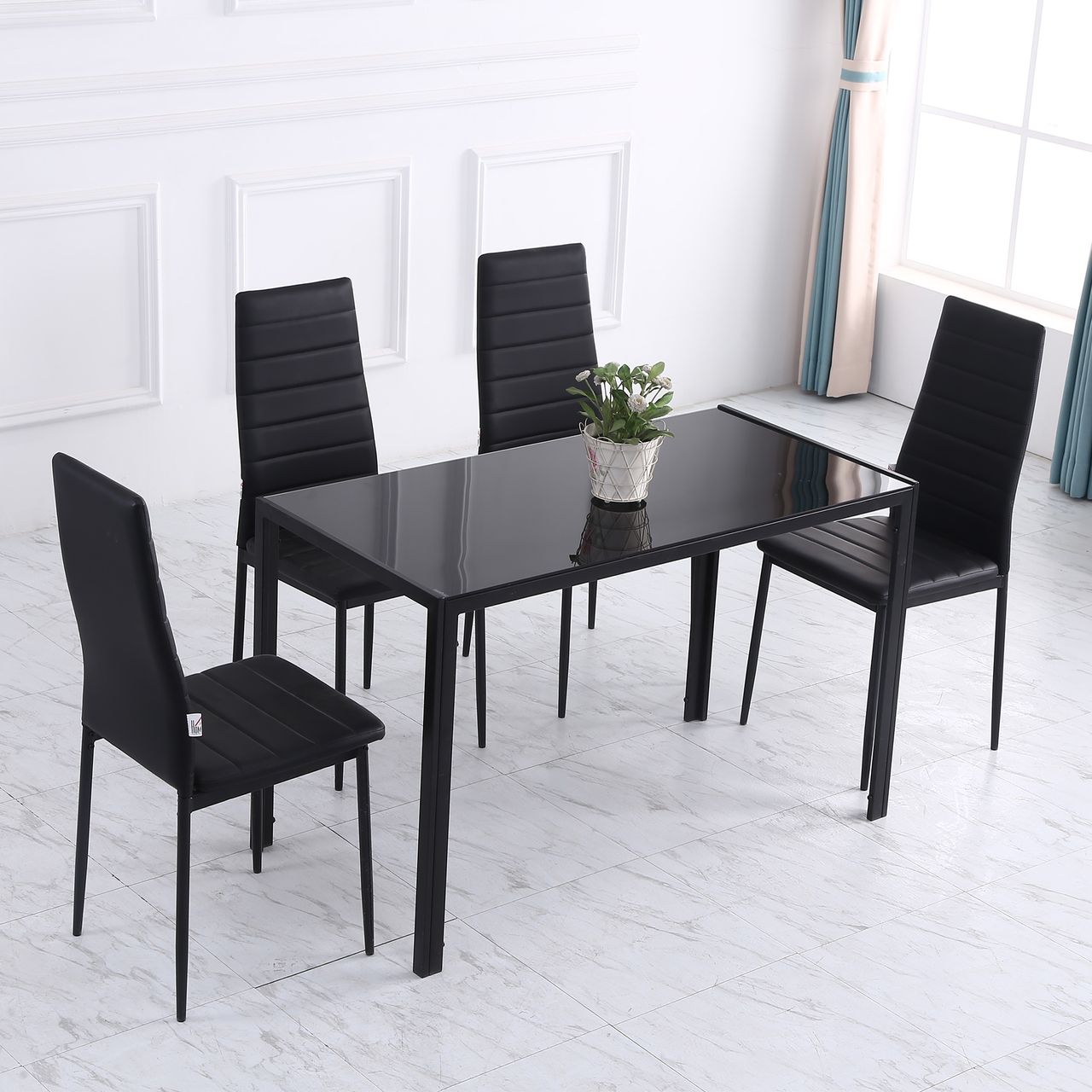 HOMCOM Esstisch Küchentisch für 4 Personen, Esszimmertisch für Küche Metall
