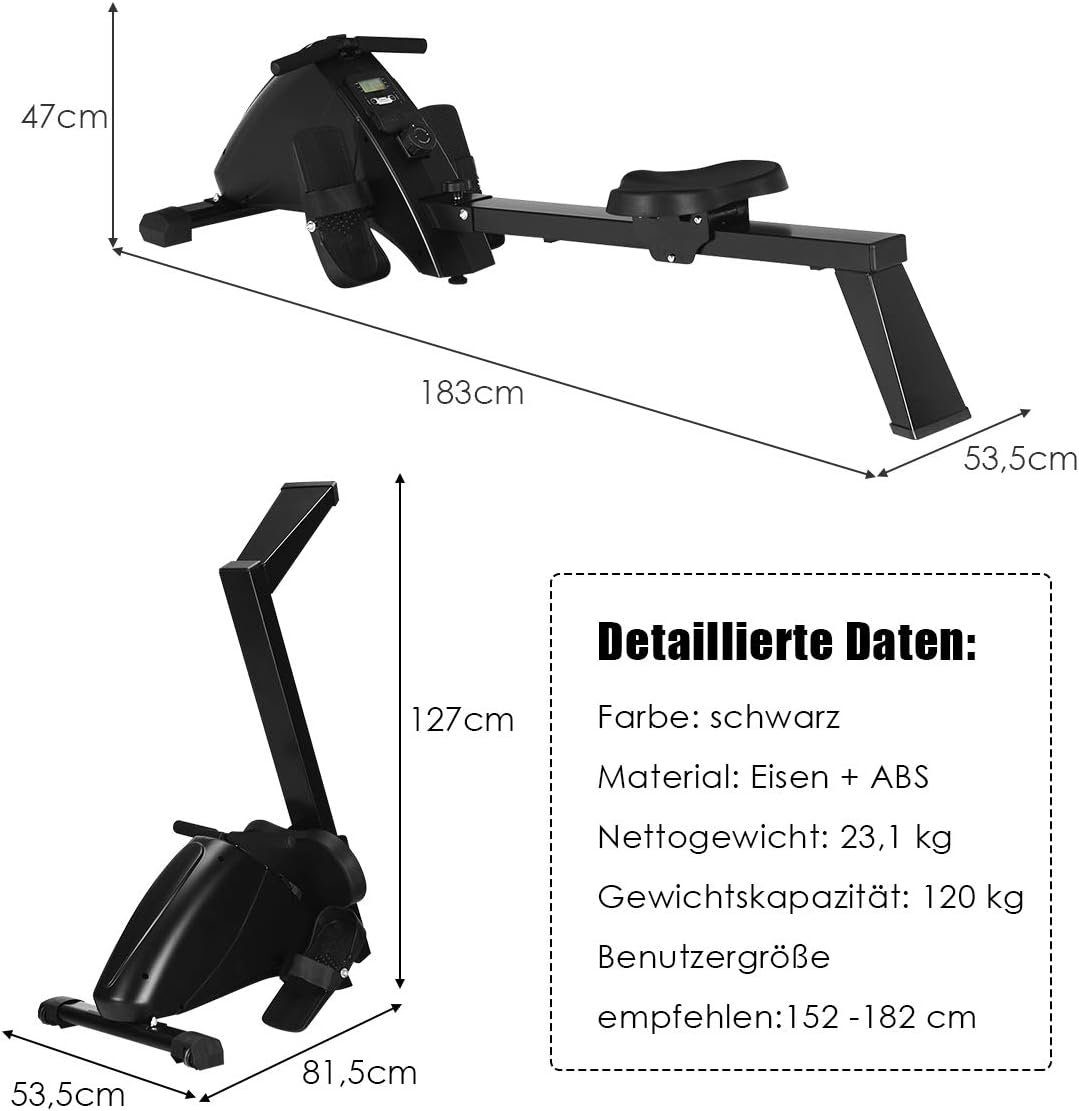 KOMFOTTEU Rudergerät Rudermaschine, mit 10 Widerstandsstufen, bis 120 kg