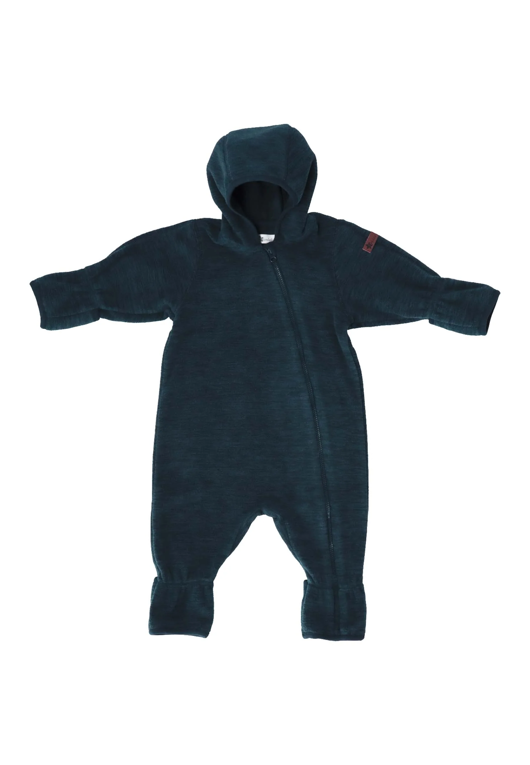 Overall aus Melange-Microfleece uni mit Kapuze