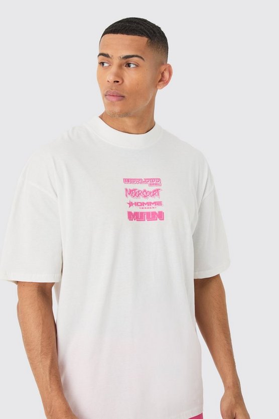 Oversize T-Shirt mit Moto Print