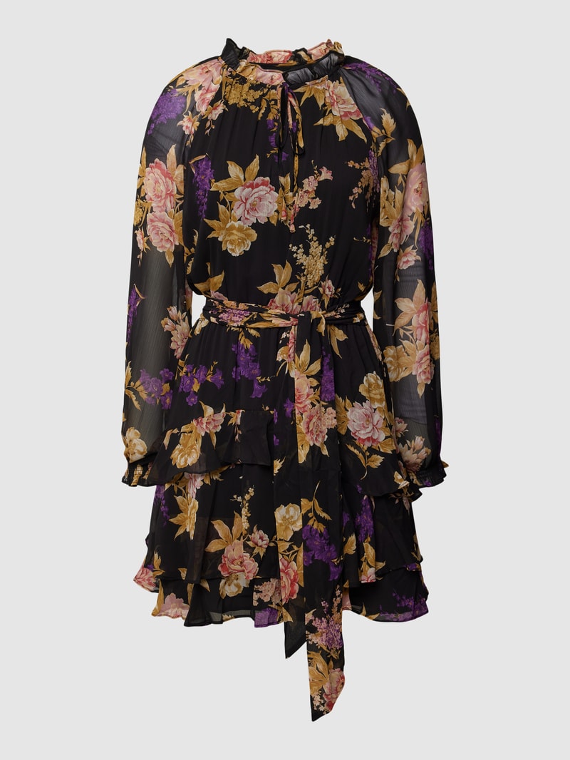 Kleid mit Allover-Muster Modell 'RAVILLA' in schwarz