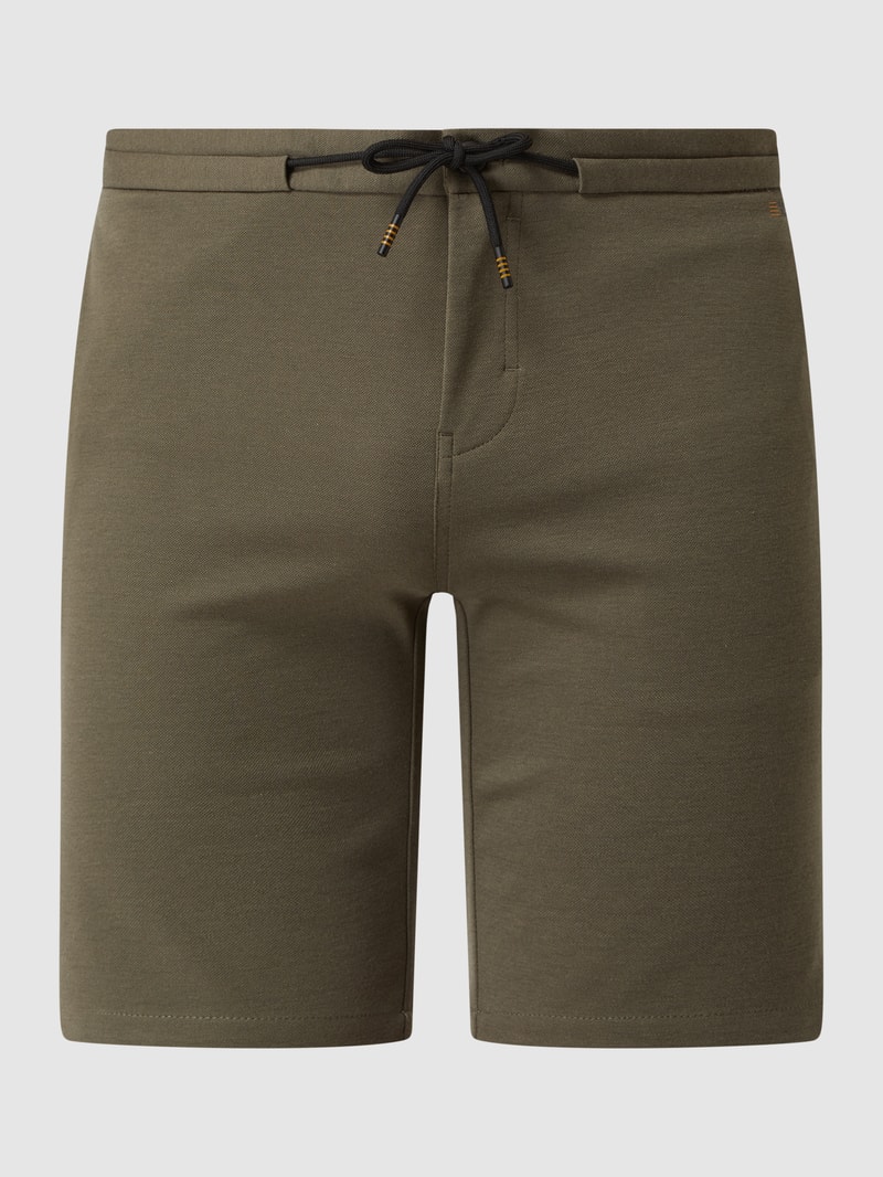 Shorts aus Piqué in olivgrün