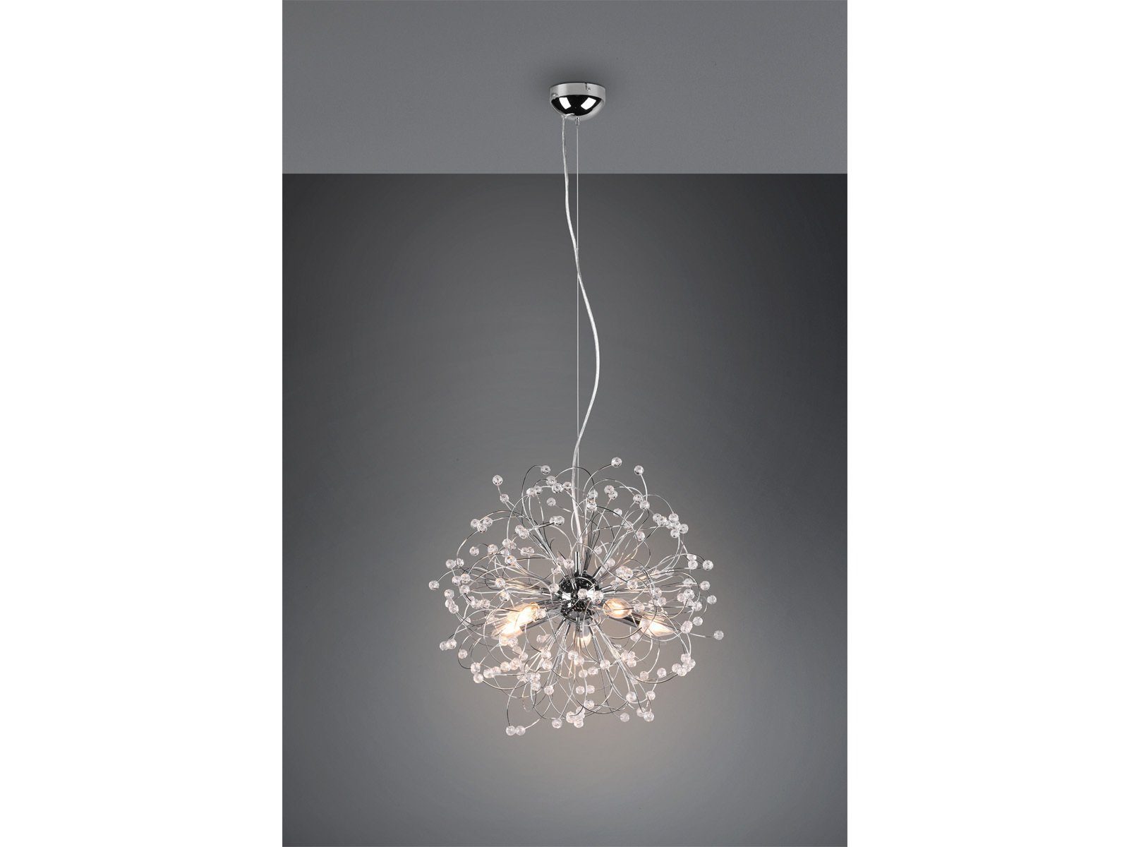meineWunschleuchte LED Pendelleuchte, Dimmfunktion, LED wechselbar, warmweiß, ausgefallene Designer Kristall-lampe für Treppenhaus & Galerie, Ø 55cm