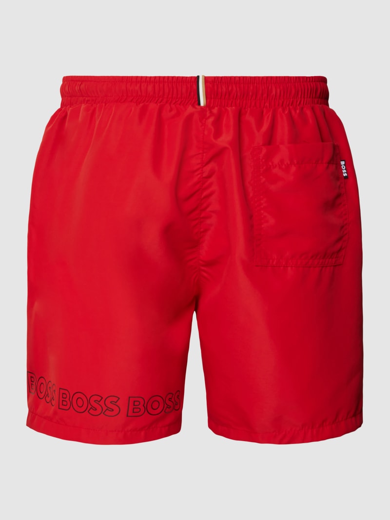 Badehose mit Label-Print Modell 'Dolphin' in rot