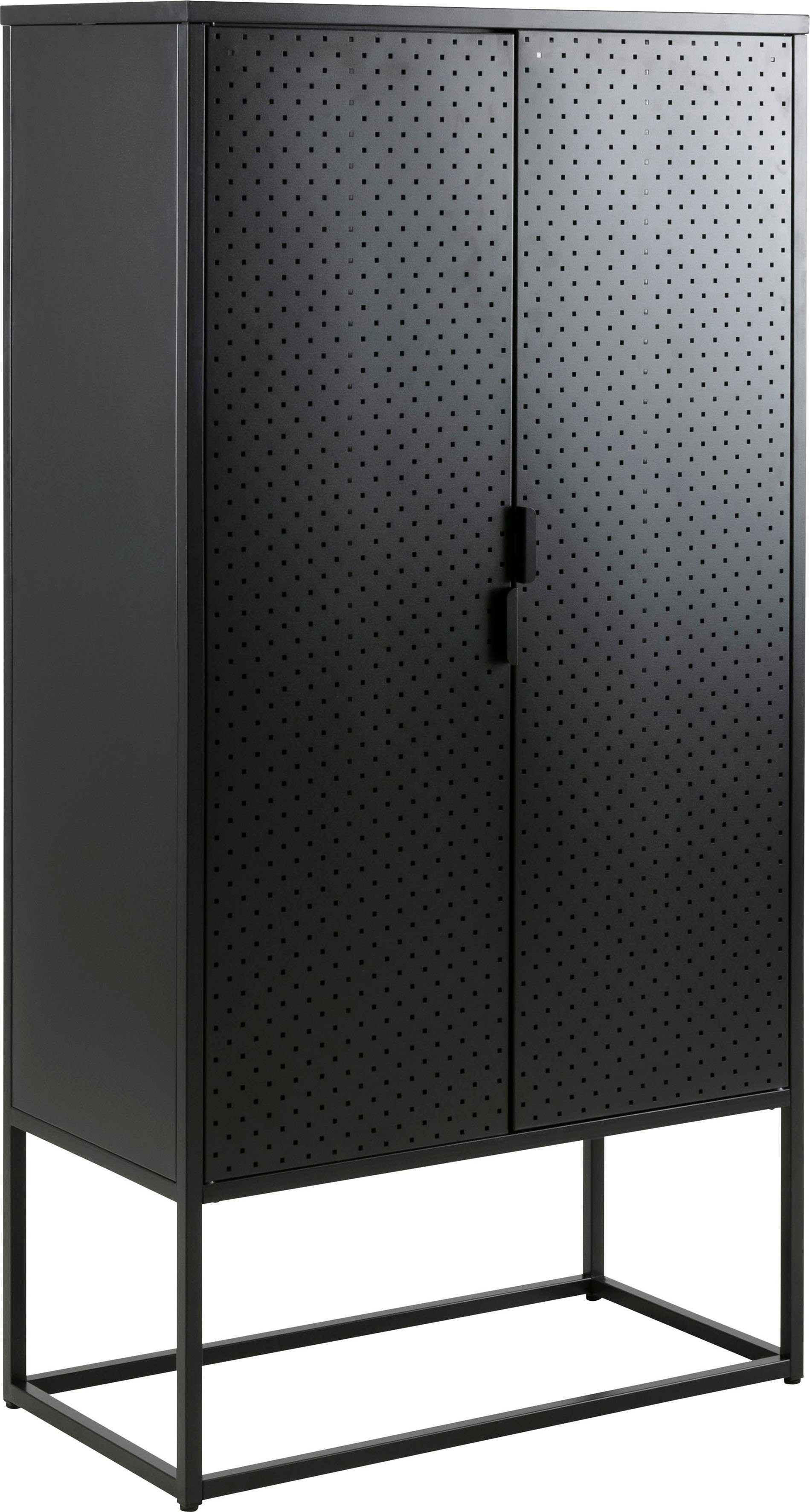ACTONA GROUP Türregal Vilho, Türregal, aus Schwarzem Metall mit 2 Türen Höhe 150, Breite 80cm
