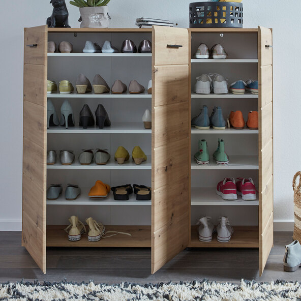 Schuhschrank, 3-türig, eiche