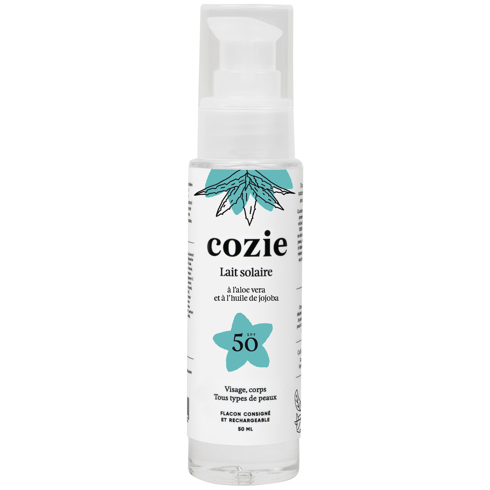 Cozie Lait solaire SPF 50 - à l'aloe vera et à l'huile de jojoba Lait solaire
