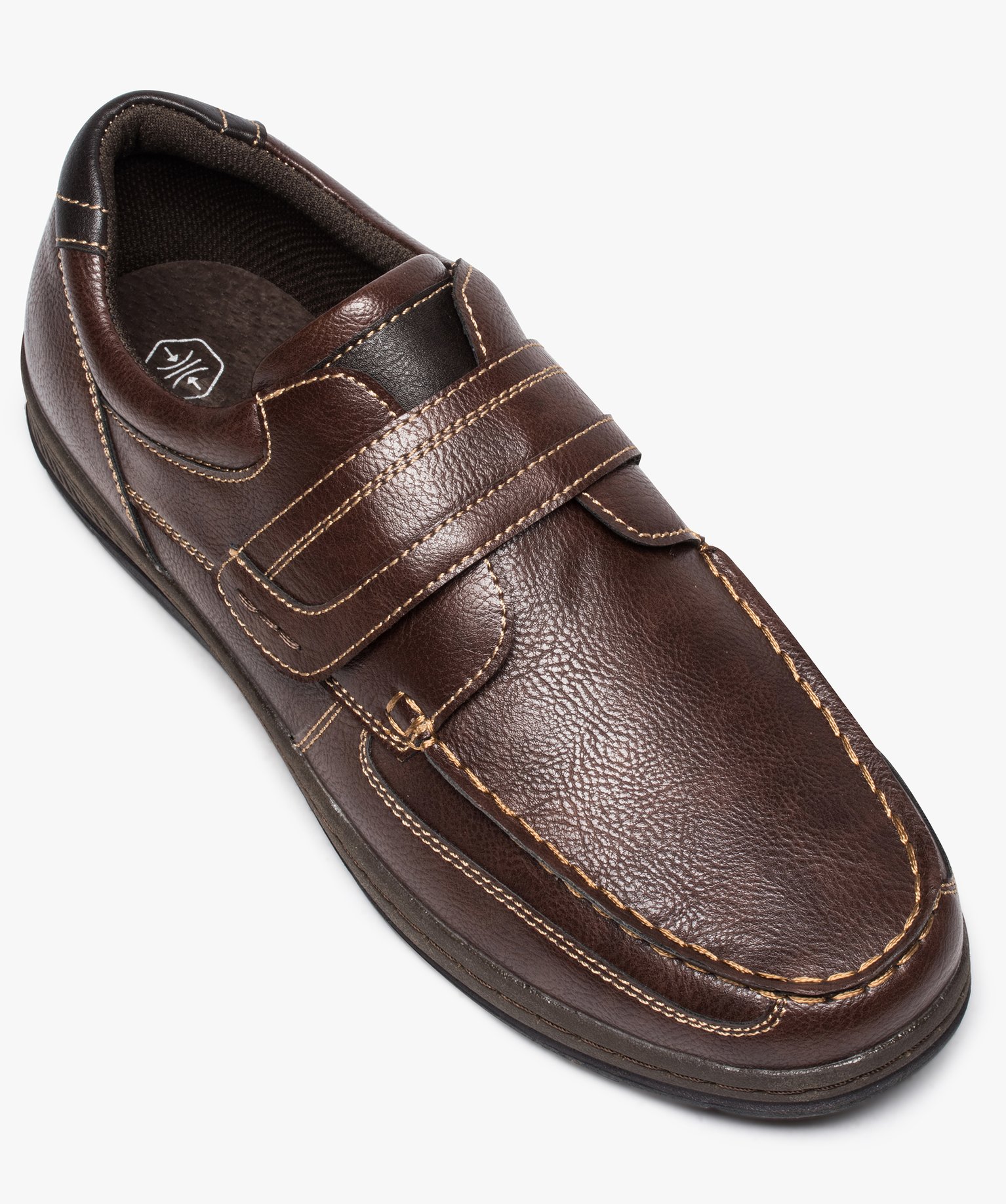 Chaussures bateau homme confort fermeture scratch marron | GEMO