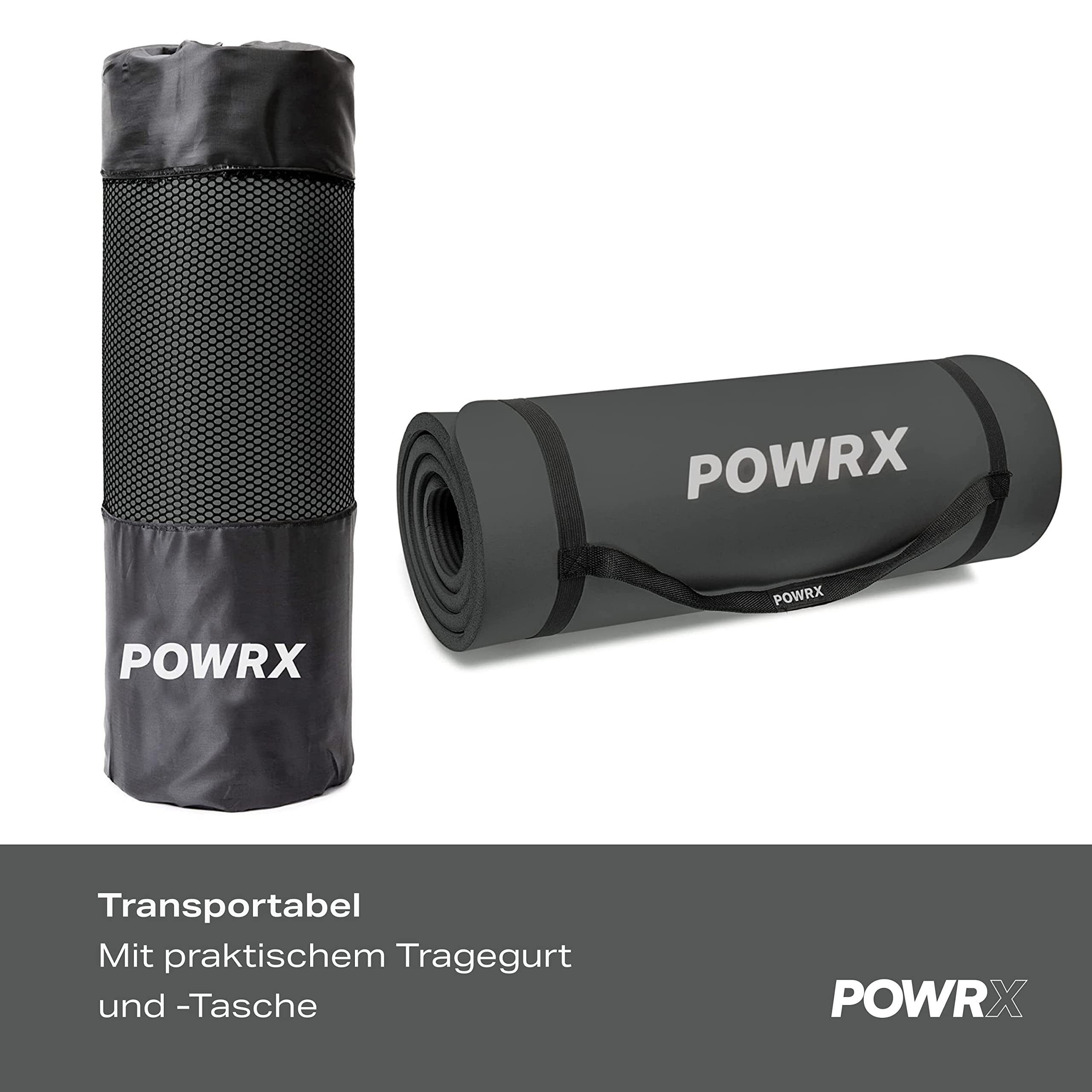 POWRX Yogamatte Gymnastikmatte Yogamatte (Schwarz 183x60x1cm), Matt Schwarz 183 X 60 X 1 Cm 183 X 60 X 1 Cm
