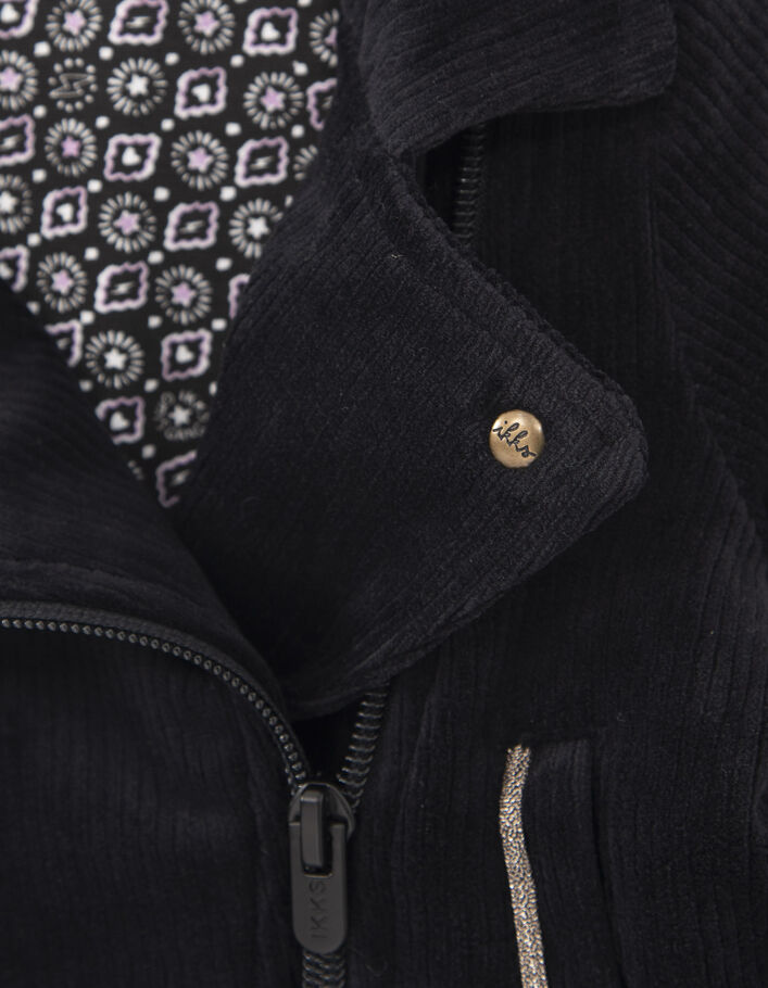 Cardigan noir esprit motard velours côtelé fille
