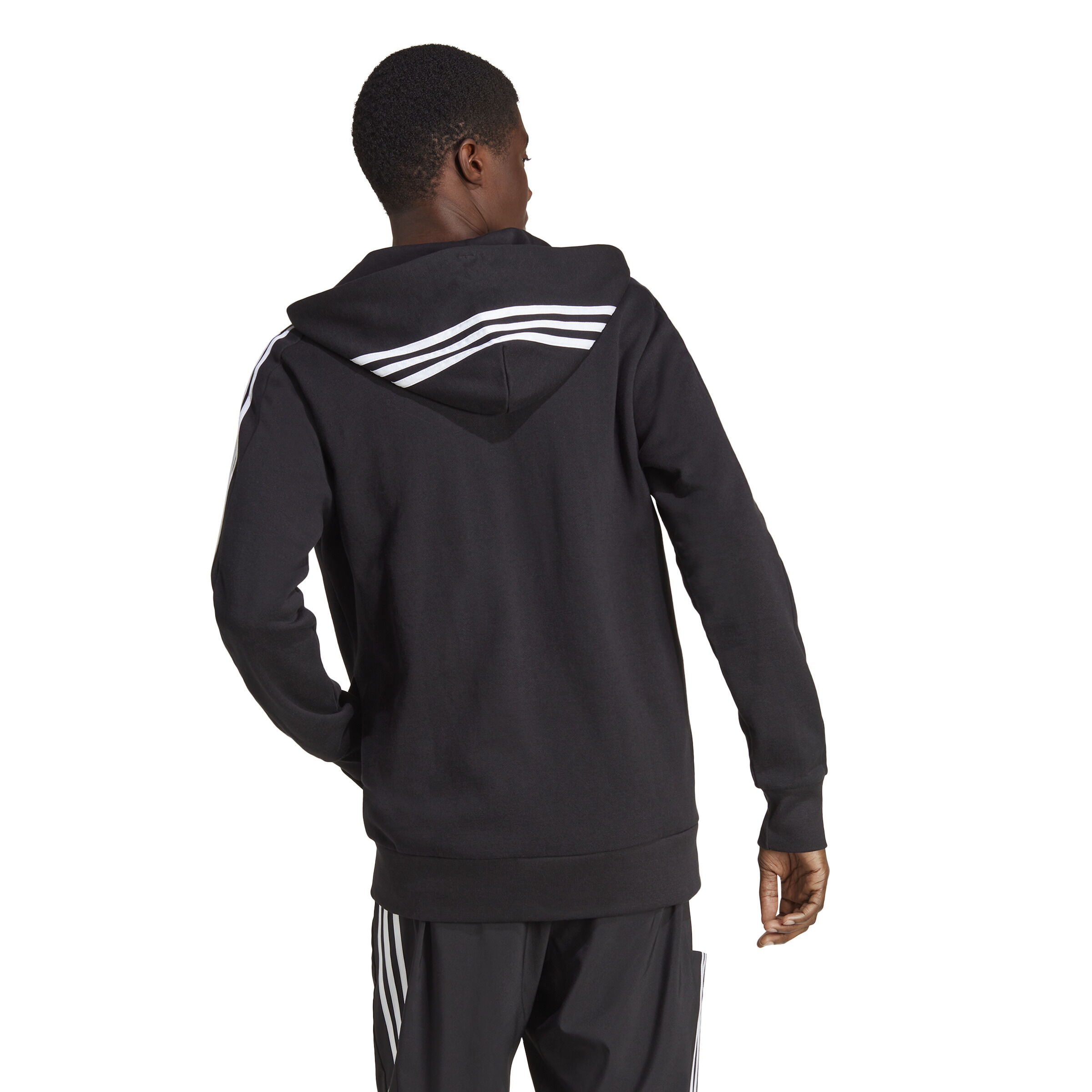Essentials French Terry 3-Stripes Full-Zip Sweatjacke Herren - Schwarz, Weiß