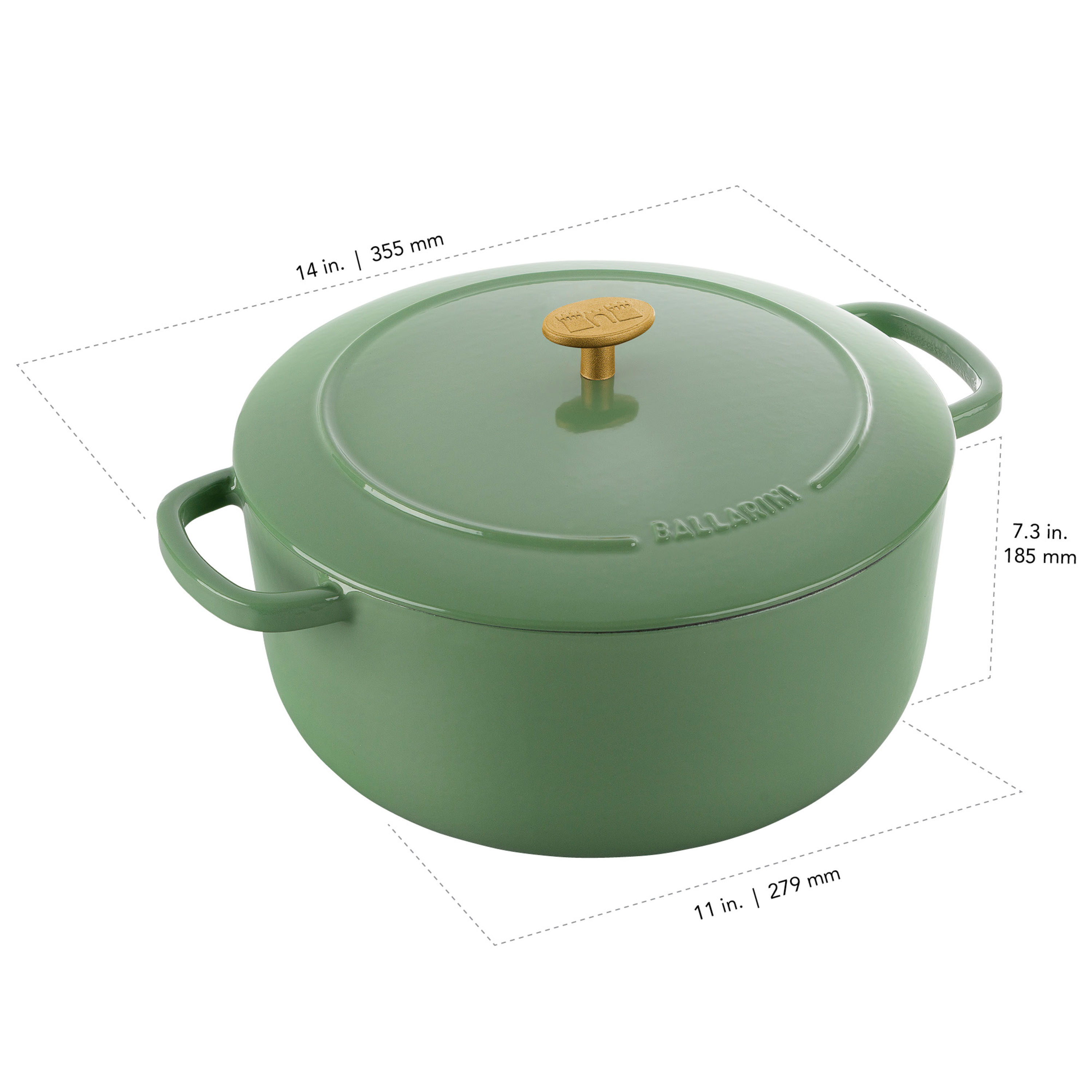 Cocotte 28 cm, rund, Grün, Gusseisen