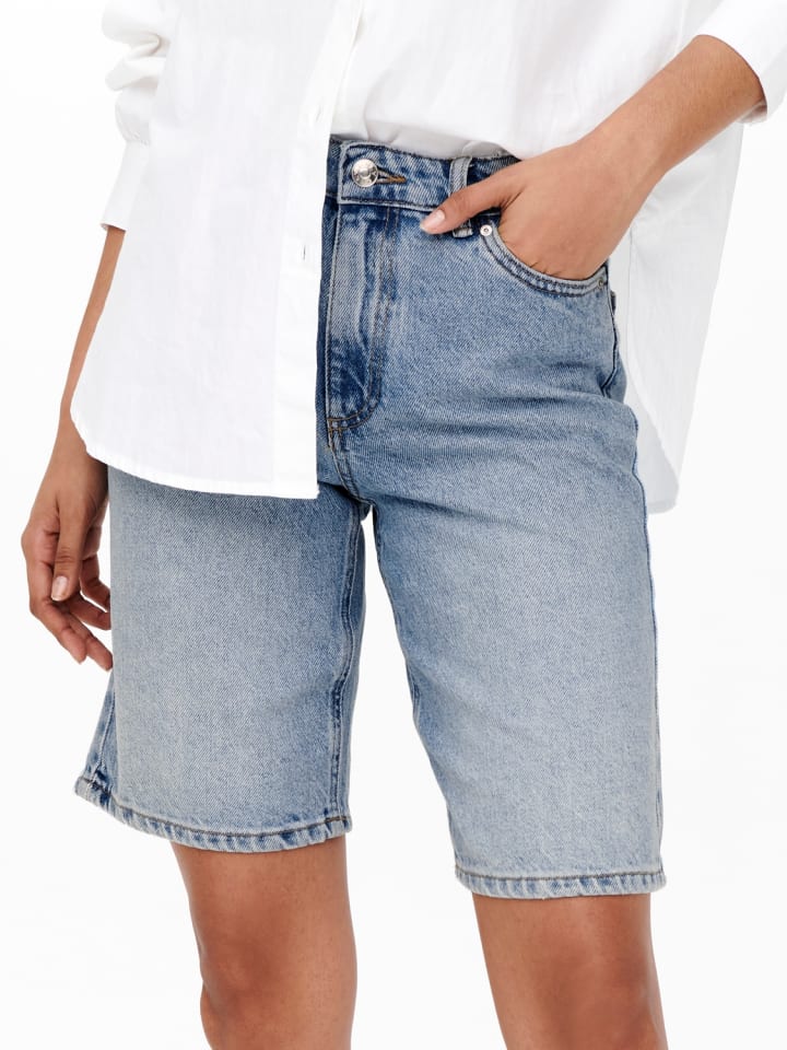 ONLY Jeans-Bermuda mit geradem Schnitt und fünf Taschen in Hellblau günstig kaufen S