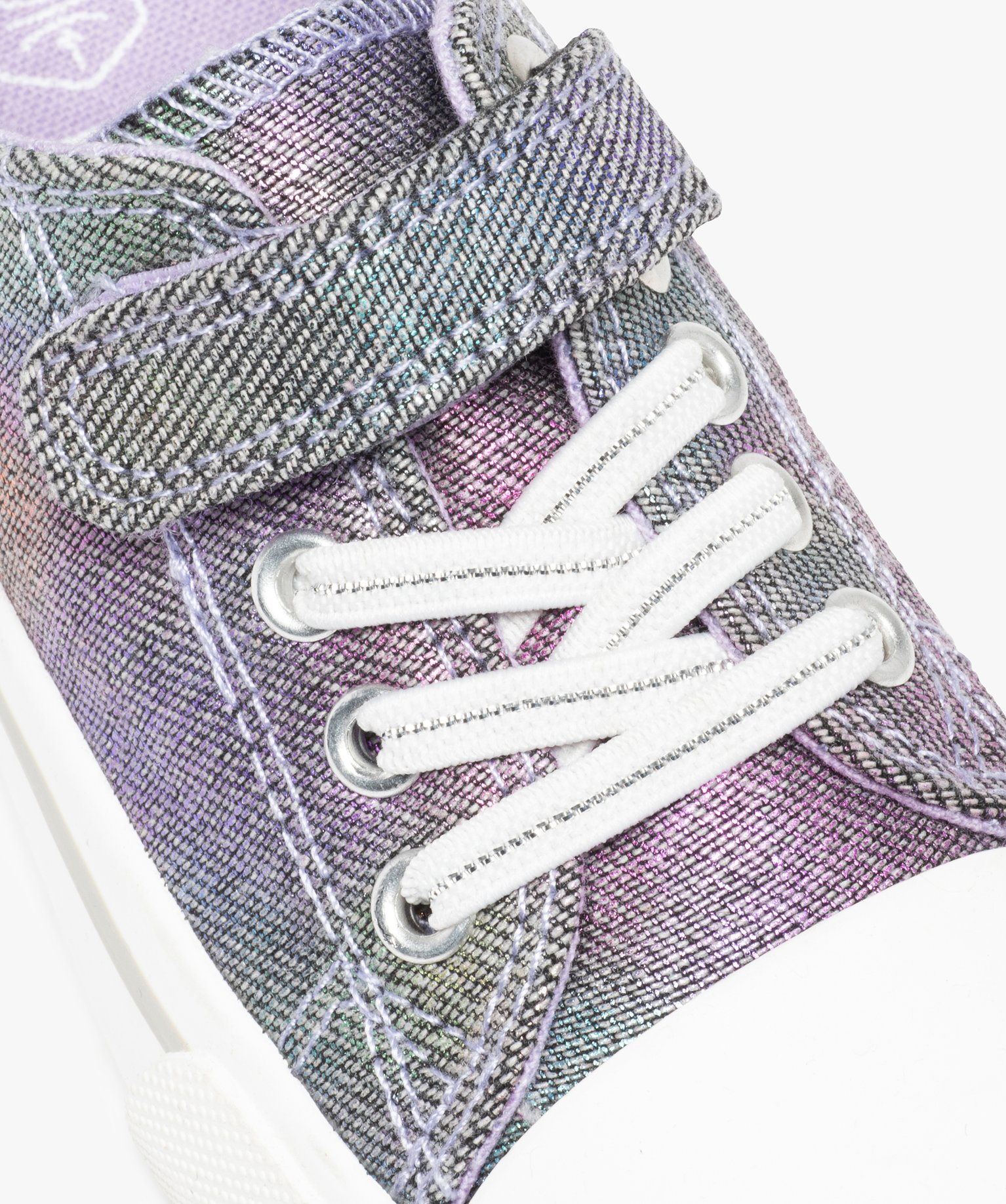 Baskets fille en toile irisée et bout renforcé bleu | GEMO