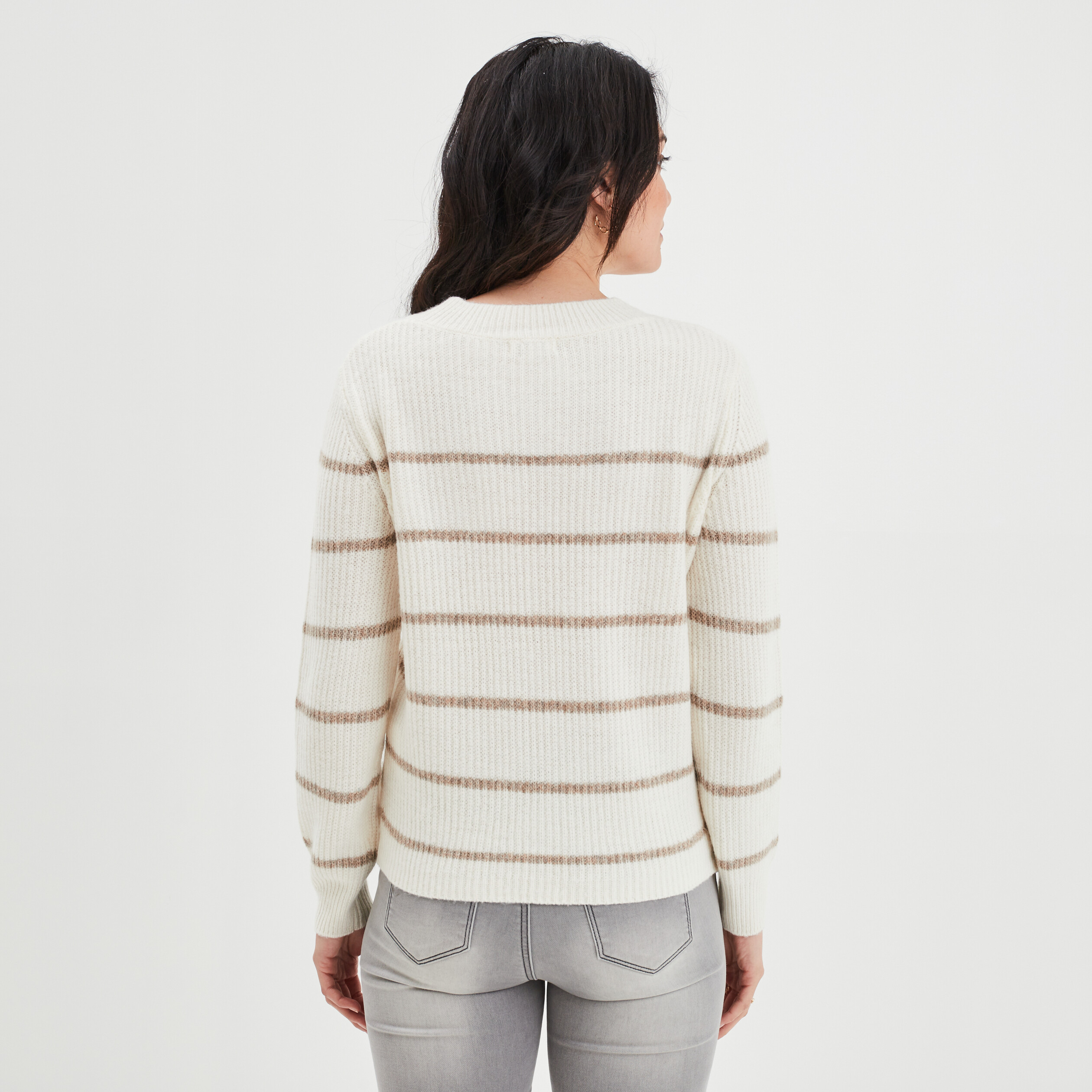 Pull ajouré devant col rond Creeks beige femme | La Halle