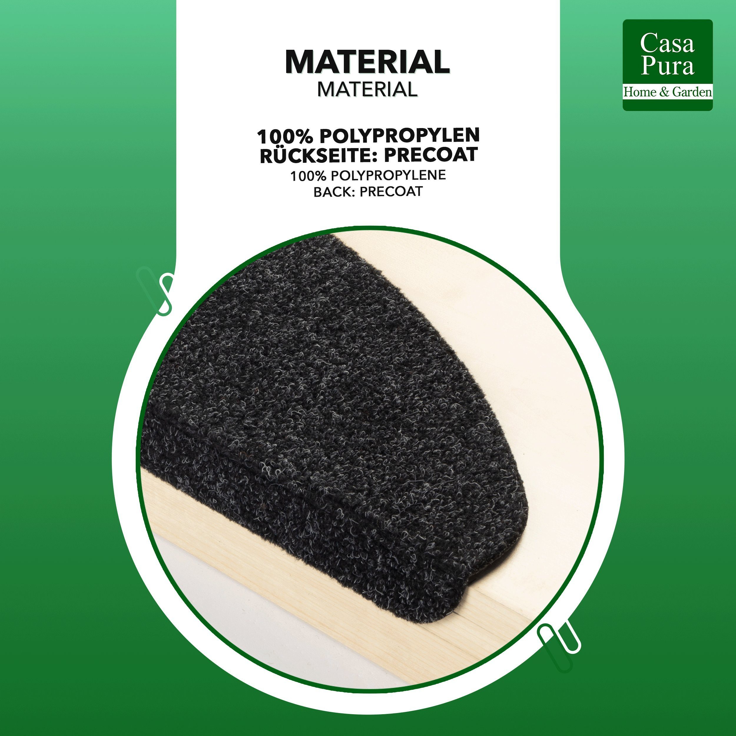 Stufenmatte Denver, Treppenmatte, 5 Farben & 2 Größen, Karat, Halbrund, Höhe: 4.4 mm, Günstiger Stufenschutz