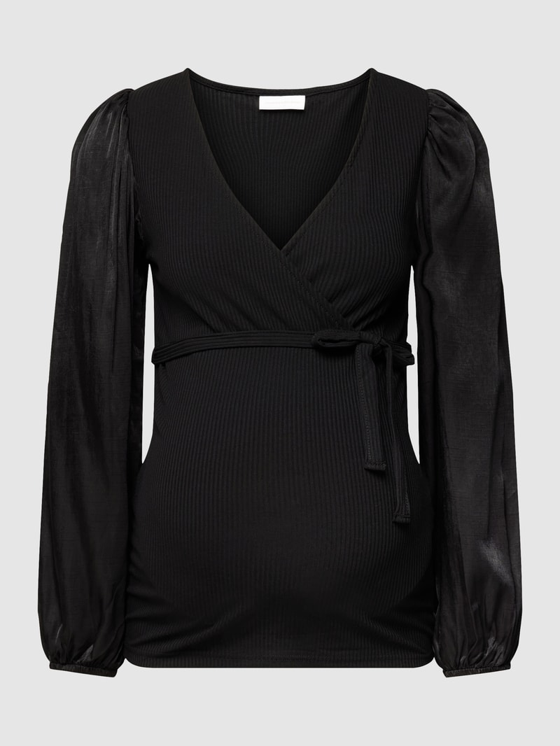 Longsleeve in Wickel-Optik in schwarz