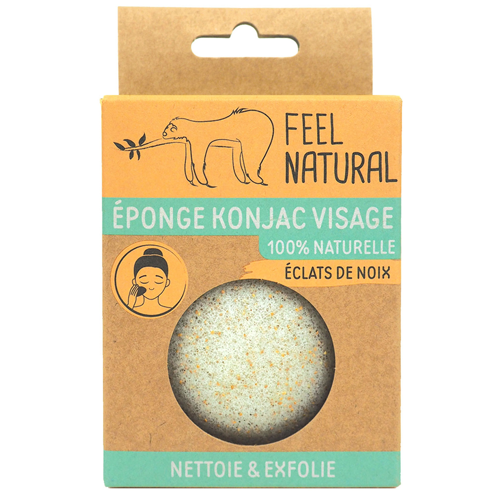feel natural Eponge Konjac Visage aux éclats de noix- Feel Natural EPONGE KONJAC VISAGE
