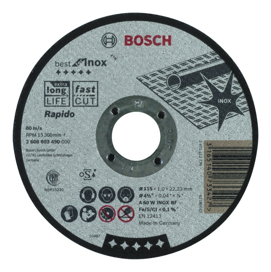 Bosch plavi pribor 2608603490 Ravna rezna ploča Best for Nehrđajući čelik - Rapido A 60 W Nehrđajući čelik BF, 115 mm, 1 mm