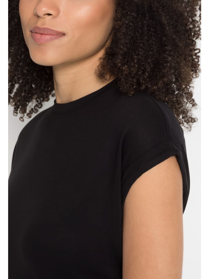 LASCANA Jerseykleid in schwarz-orange-bedruckt günstig kaufen
