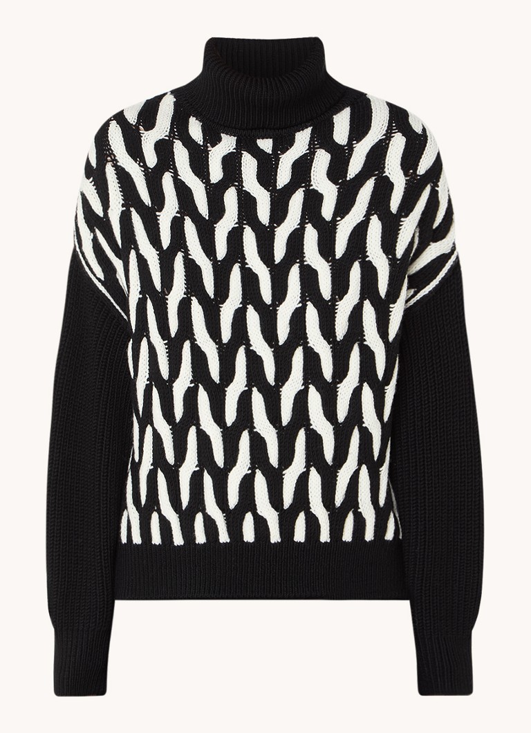 Pulover HUGO BOSS Ferdolia din tricot gros de lână cu model integrat.