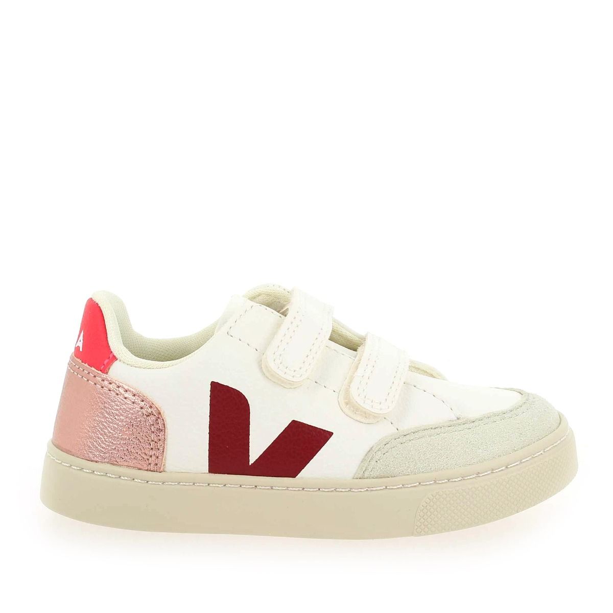 Veja  SMALL V12 VELCRO H23 - Blanc Rose