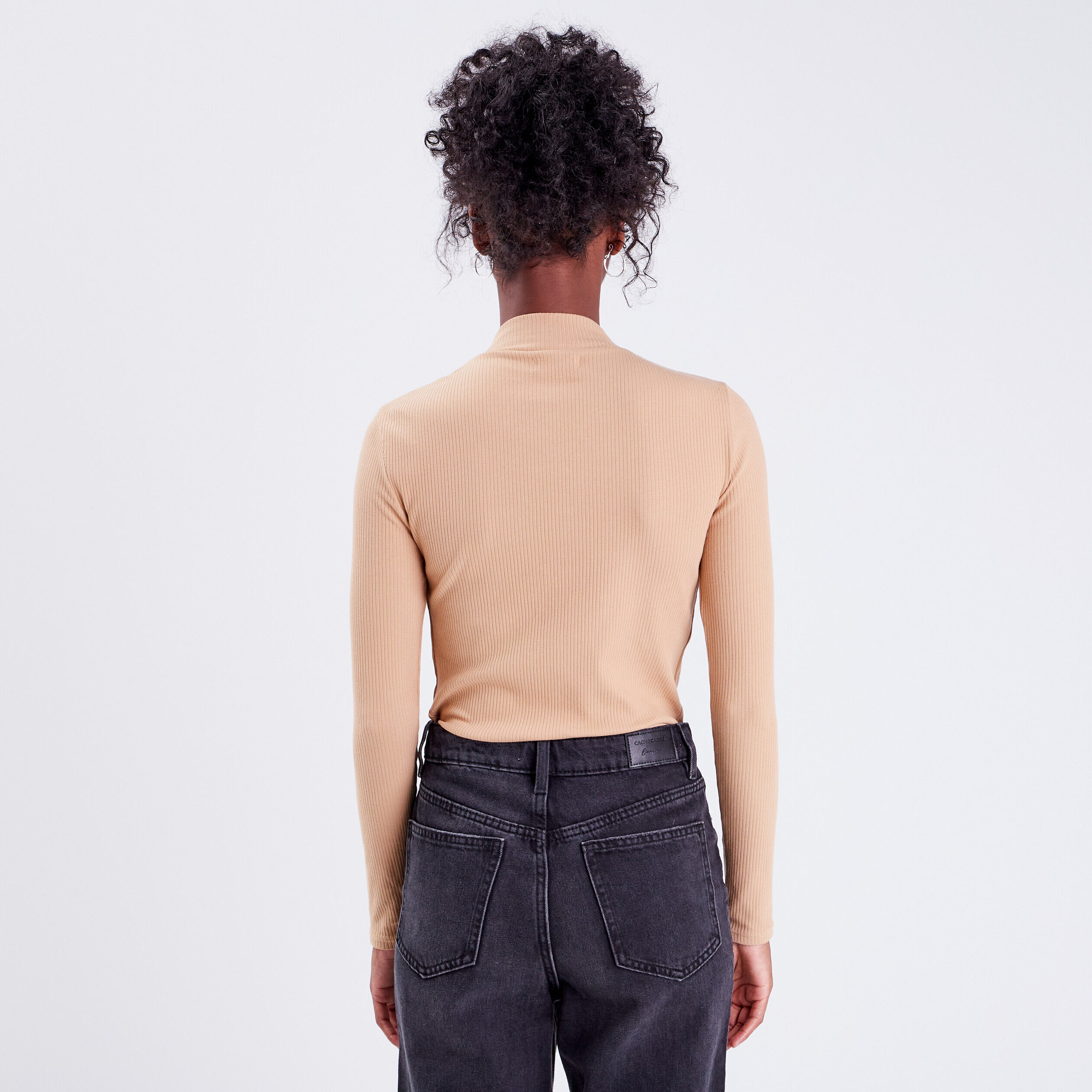 T-shirt maille côtelée beige femme | Cache Cache
