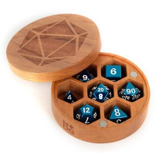 Premium Wood Round Chest Dice Case Cherry