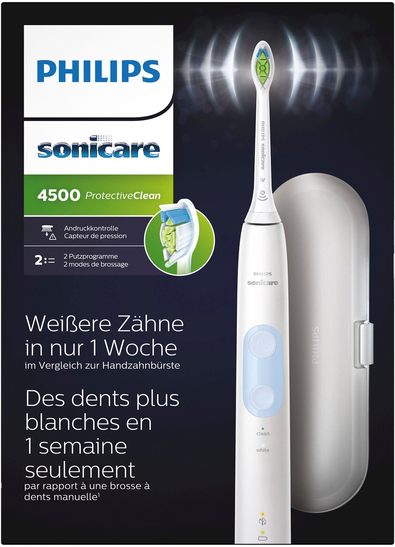 Philips Sonicare Elektrische Zahnbürste HX6839/28, Aufsteckbürsten: 1 St., Protective Clean 4500, mit 2 Putzprogrammen