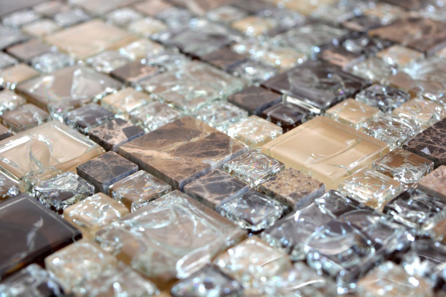 Mosani Mosaikfliesen Naturstein Glasmosaik Marmor Mosaikfliesen dunkelbraun creme