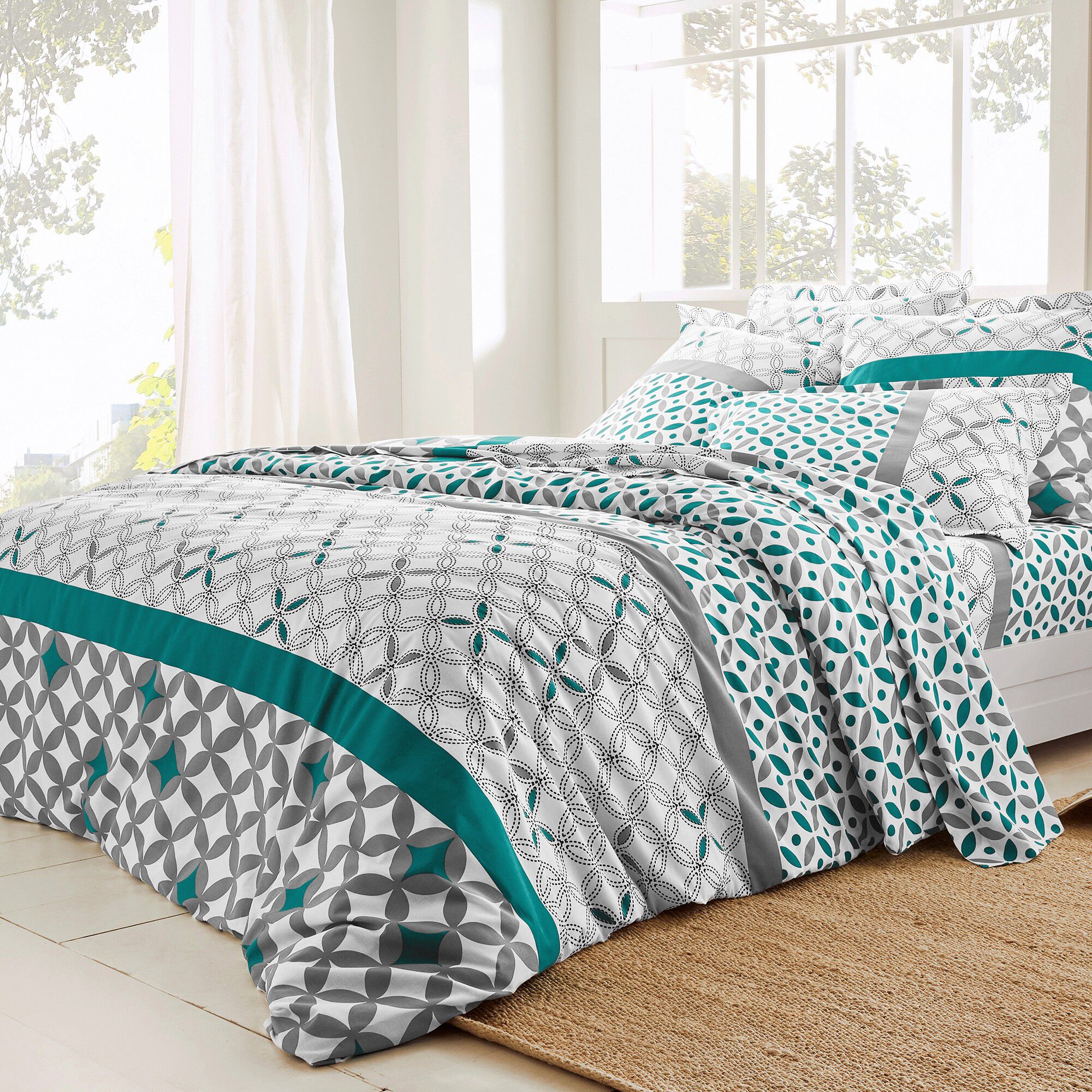 Linge de lit Marlow en coton à motifs géométriques