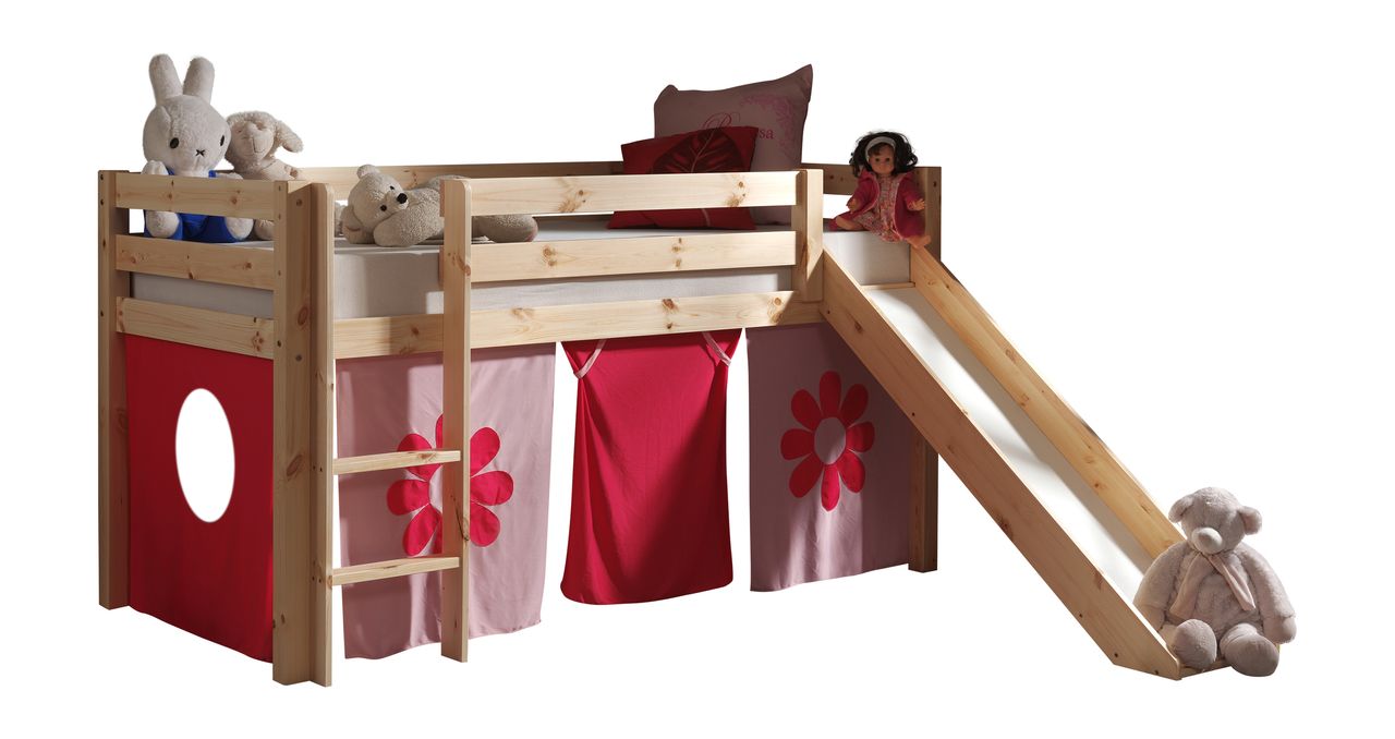 VIPACK Spielbett Pino mit Rutsche und Textilset 