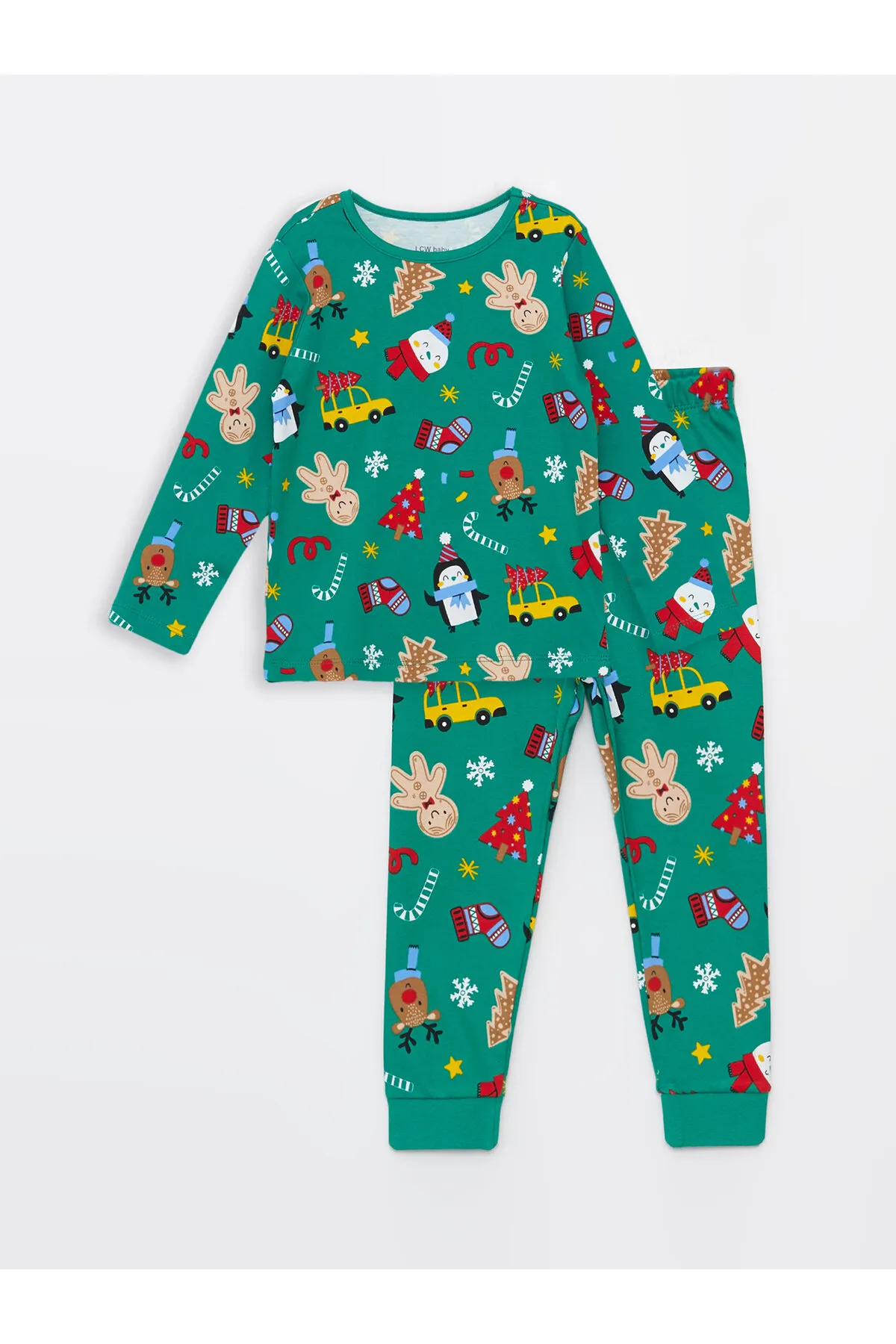 LC Waikiki  Langarm-Pyjama-Set für Babys mit Rundhalsausschnitt und Neujahrsmotiv