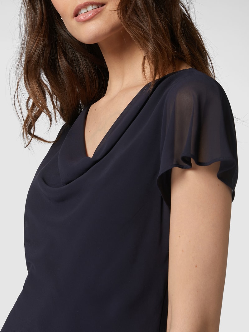 Cocktailkleid mit Volants in marineblau meliert
