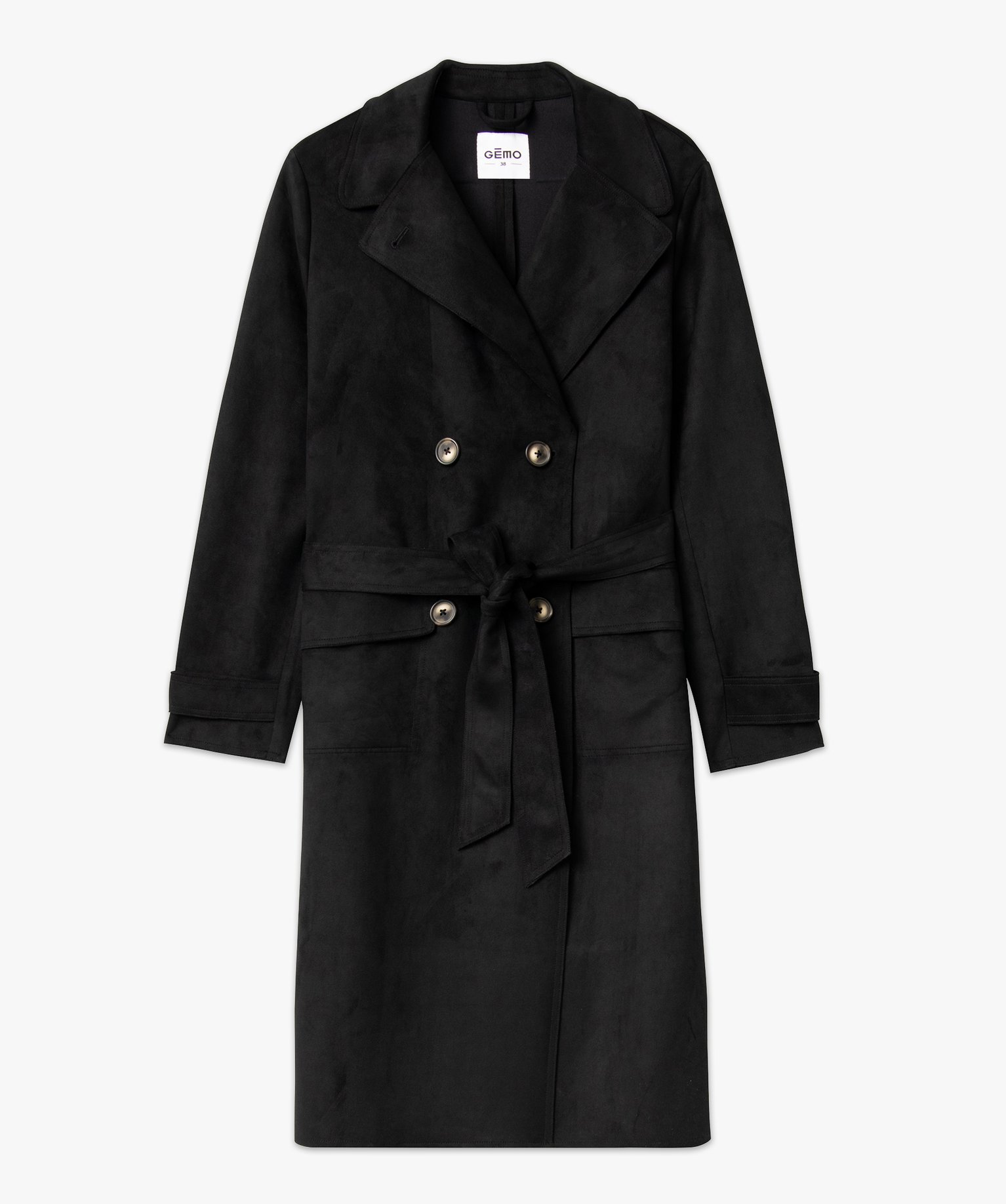 Imperméable long en suédine femme noir | GEMO