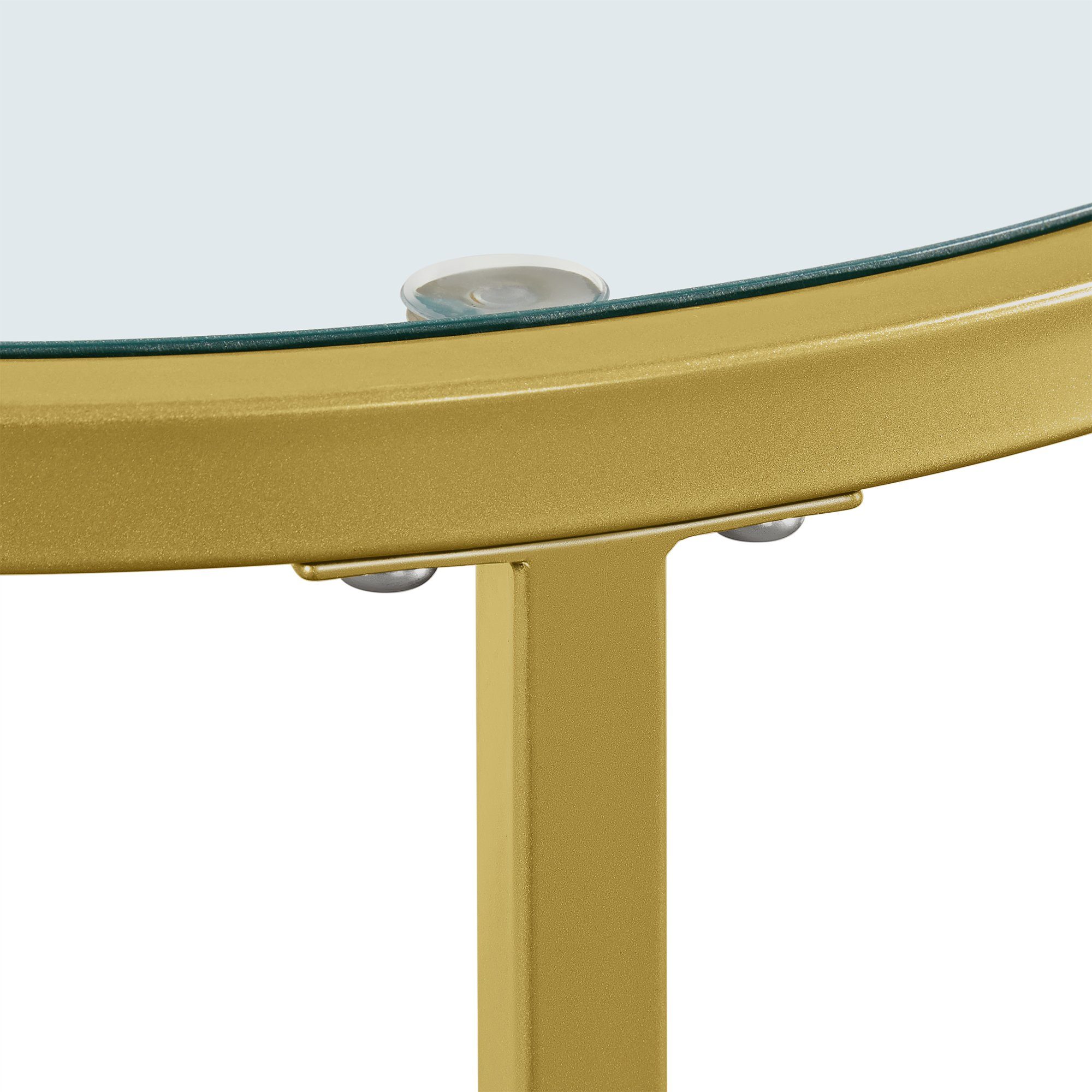 Yaheetech Beistelltisch rund Glastisch, Kleiner Couchtisch Ø 40 cm