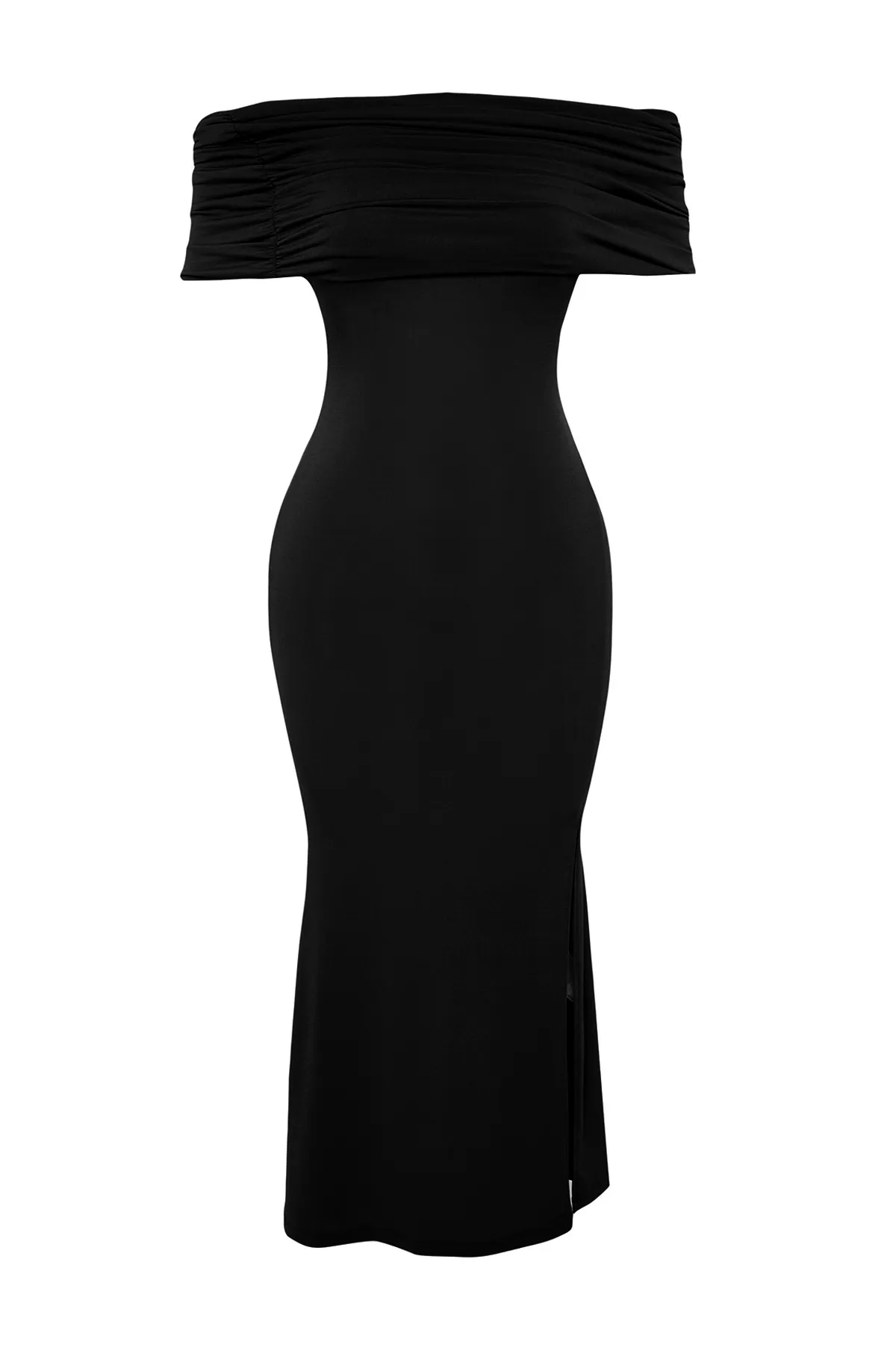 Trendyol Collection  Schwarzes, figurbetontes, gestricktes, elegantes Abendkleid TPRSS24EL00113